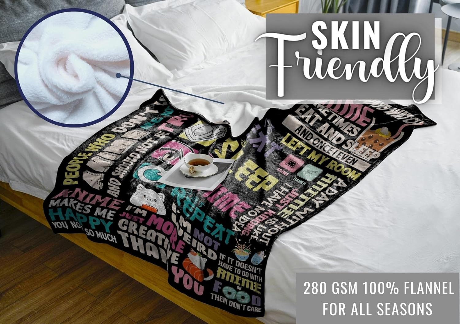 Anime Gifts Throw Blanket for Girls, Women, Boys - Birthday Kawaii Gifts for Anime Lovers - 50" x 65" - Image 5