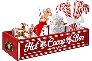 TURSTIN Christmas Hot Cocoa Bar Wood Storage Box