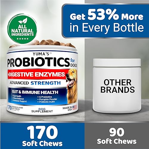 Miniatura 5 de Probióticos para Perros y Enzimas Digestivas - 170 Comprimidos de Probióticos para Perros - Probiótico para Perros - Alivio contra Diarrea, Dolor de