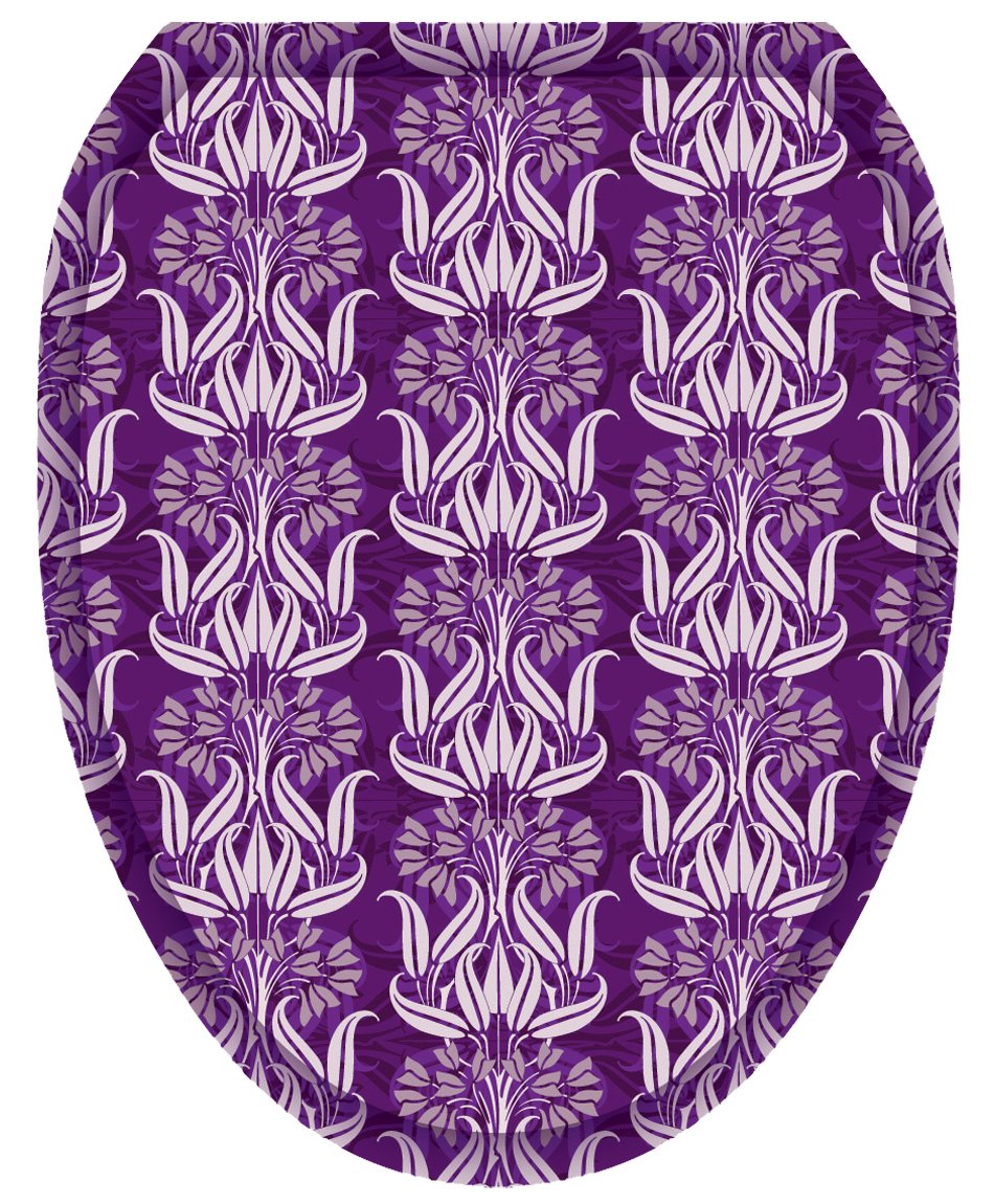 Toilet Tattoos, Toilet Seat Cover Decal, Bell Flowers in Plums, Size Elongated