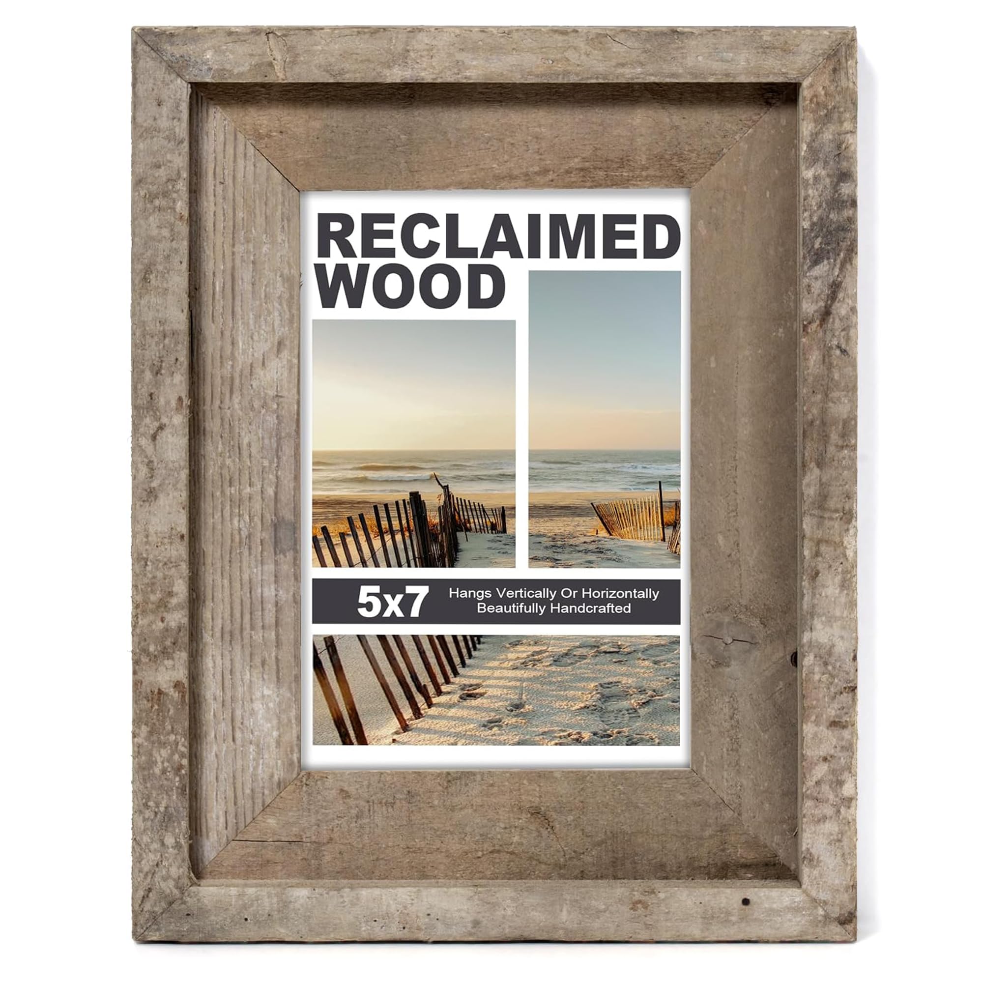 FLYJOE 5x7 Reclaimed Barnwood Photo Frame