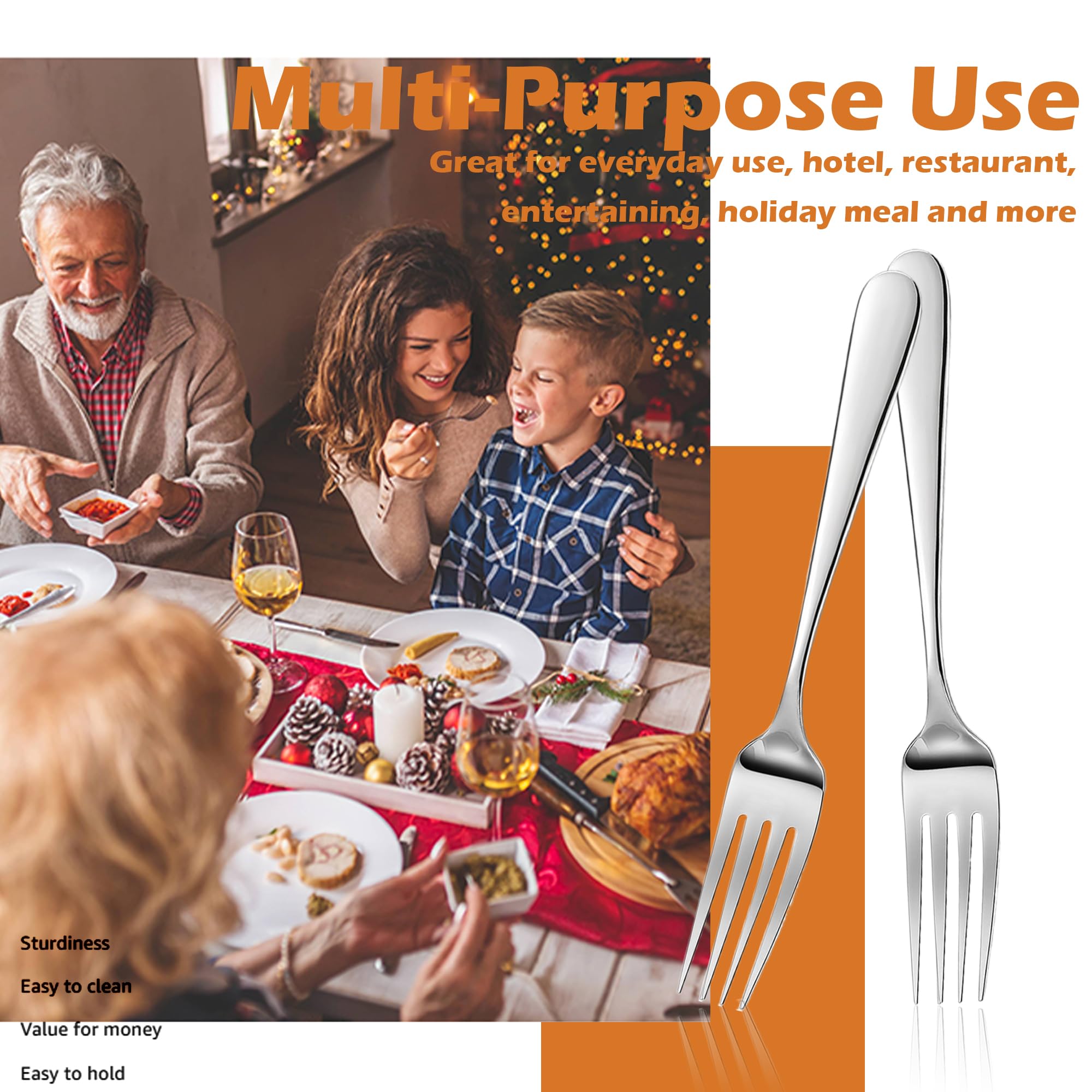 ATB Dinner Forks 8 Inches Stainless Steel Forks Silverware Kitchen Forks Heavy Duty Metal Forks For Home, Kitchen Or Restaurant, Dishwasher Safe (6) — Amazon image 7