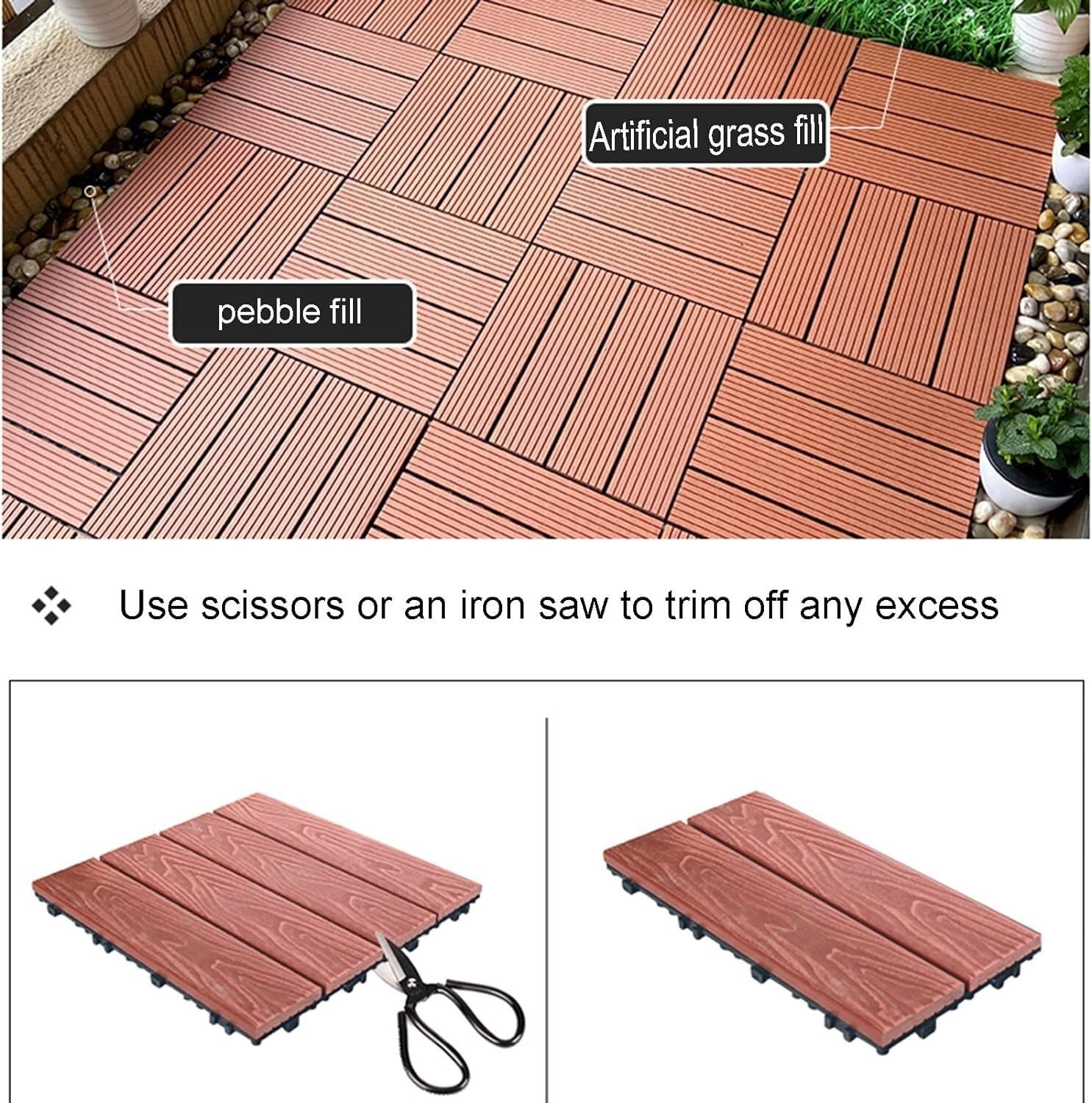 Deski tarasowe z kompozytu Kompozytowe płytki tarasowe Łączone drewno-plastikowe kompozytowe patio DIY Wielokolorowe, wiele rozmiarów opakowań(Braun,2pcs)
