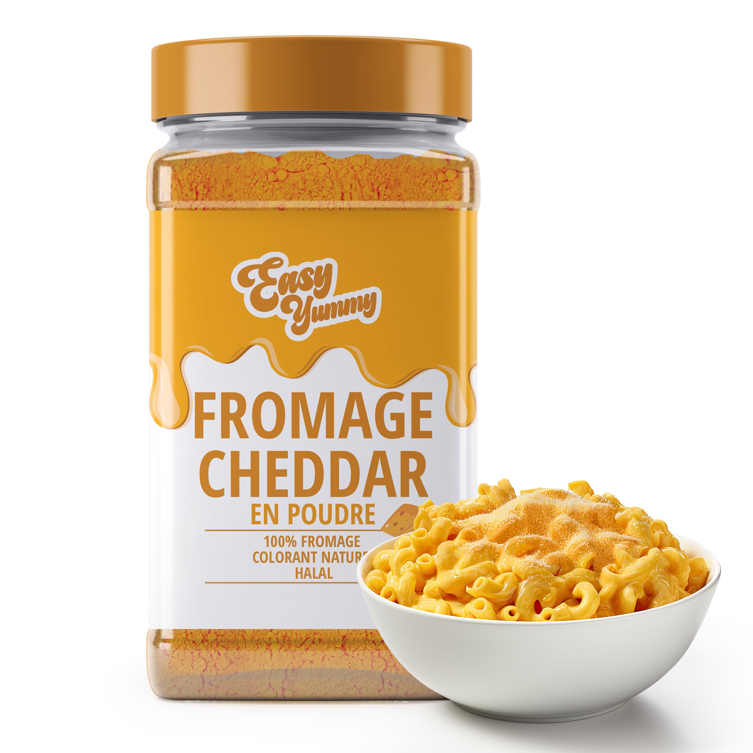 EASY YUMMY - Fromage Cheddar en Poudre (300g), Assaisonnement Polyvalent | Pour Recettes, Sauces, Pâtes