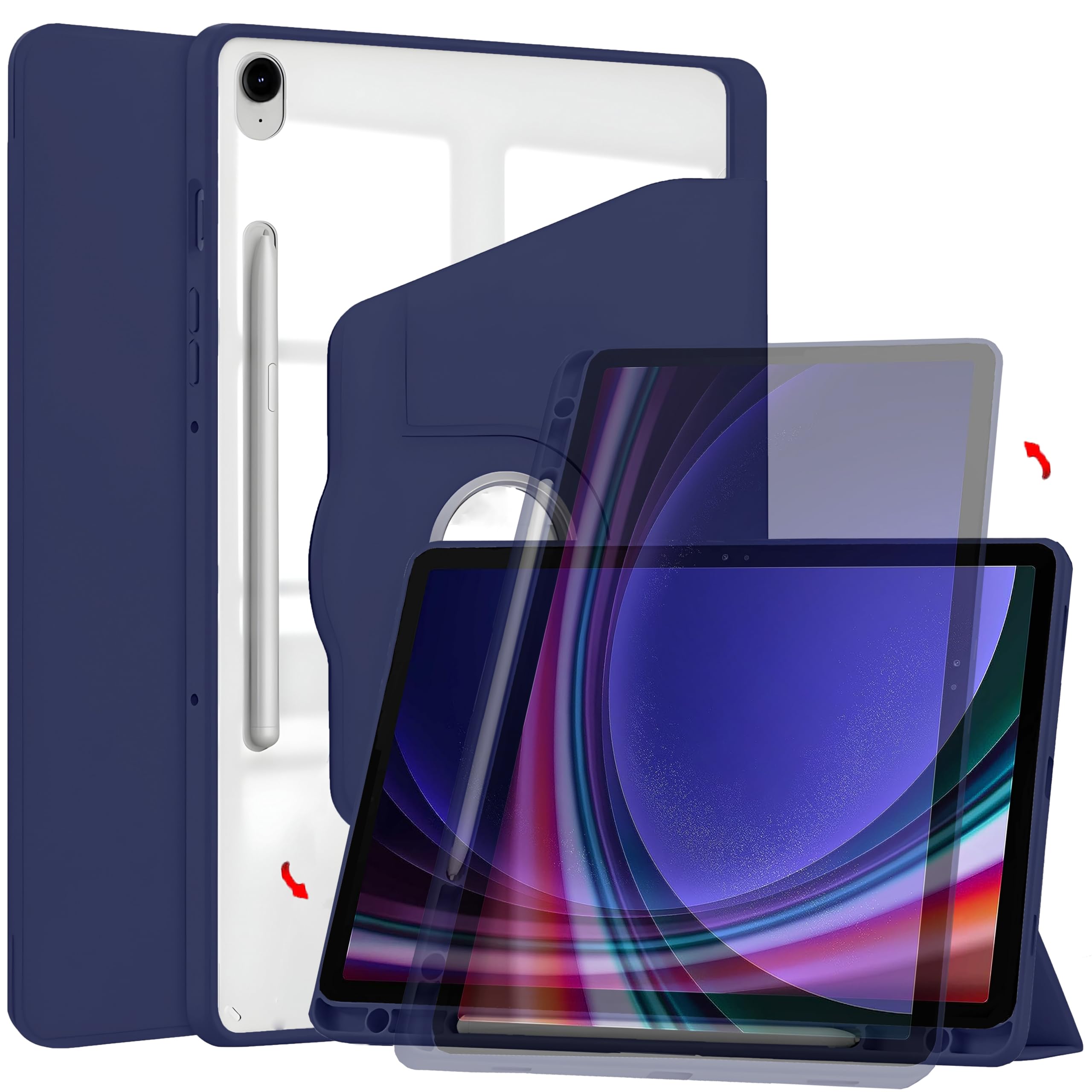 ProElite Cover for Samsung Galaxy Tab S9 11"/S9 FE 10.9" Case, 360 Degree Rotatable Smart Flip Case Cover for Samsung Galaxy Tab S9 11"/S9 FE 10.9" inch Transparent Back with S Pen Holder, Dark Blue (B0CWCTHB7Q) Amazon Price History, Amazon Price Tracker