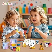 Vista 4 de Kits de arcilla seca al aire de ARTPAR para niños - Arcilla mágica de modelado, 12 animales de bricolaje, juego de arcilla de moldeo para Kit