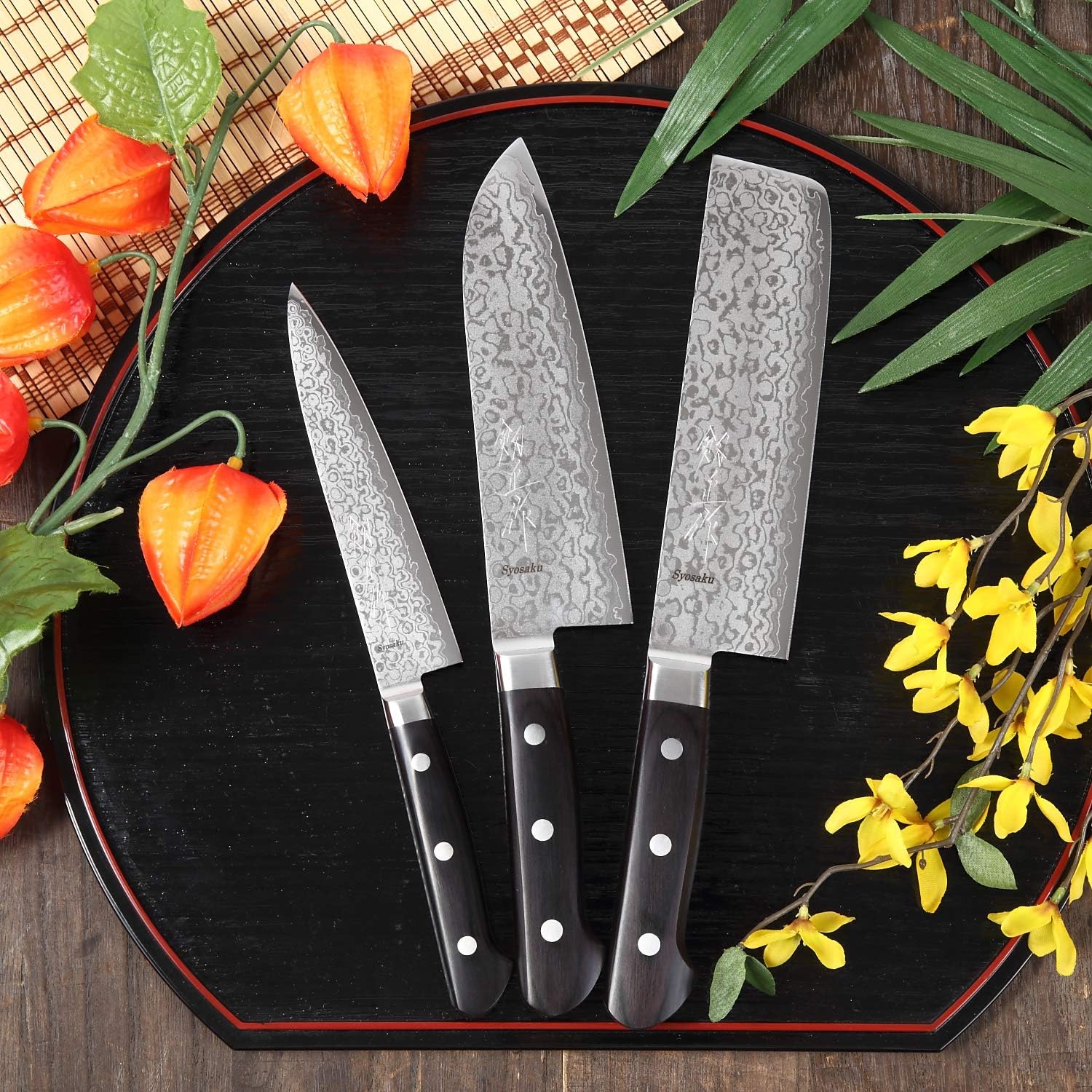 Buy 2 get 3 Syosaku Japanese Vegetable Knife Shaded Damascus VG-10 16 Layer Black Pakkawood Handle, Nakiri 6.3-inch (160mm) Crazy Clearance Syosaku Japanese Vegetable Knife Shaded Damascus VG-10 16 Layer Black Pakkawood Handle, Nakiri 6.3-inch (160mm)