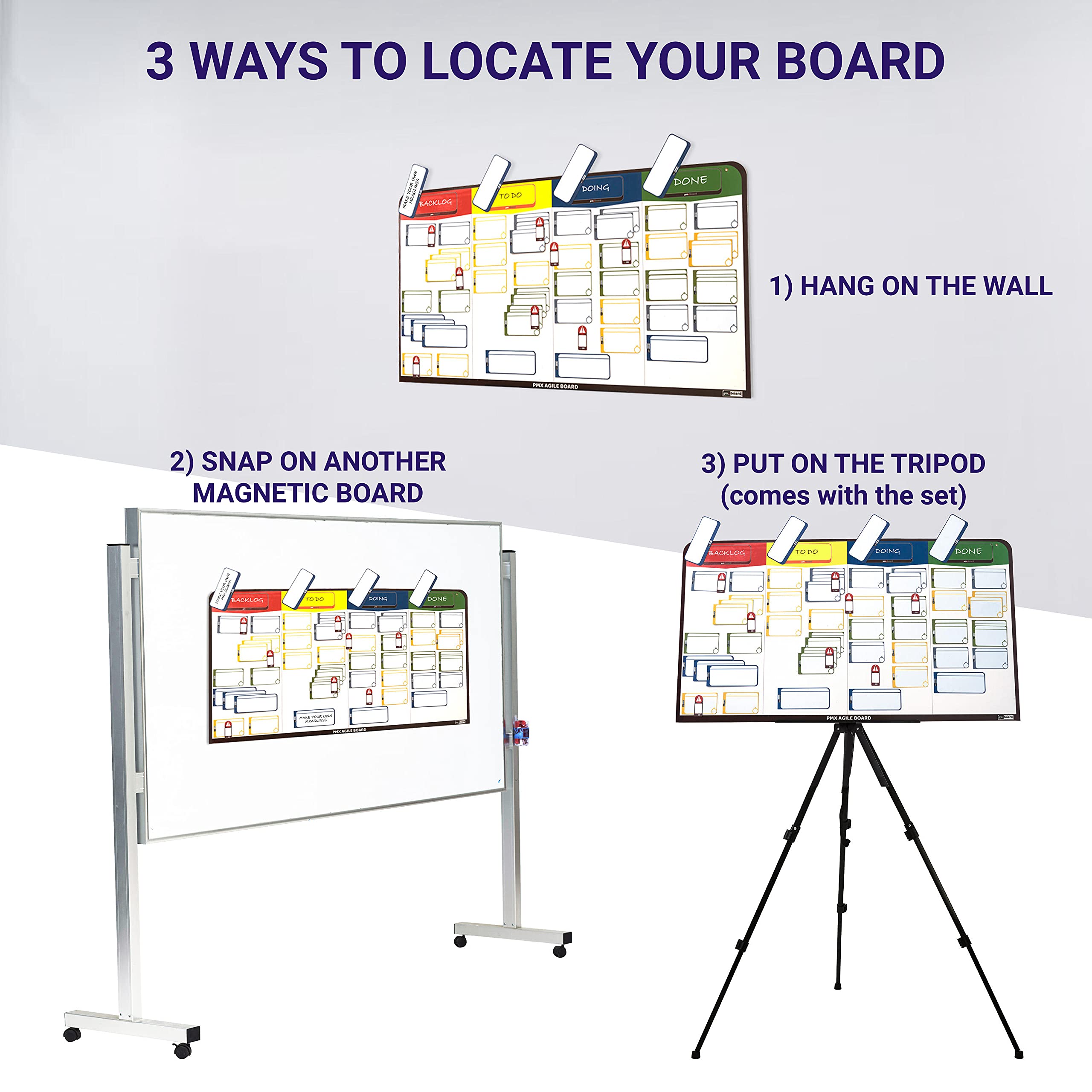 pmxboard Magnetic Scrum Board Kit, Kanban Board Kit, Full Combo Kit. Full Kanban Board Magnetic, Scrum Whiteboard Set. Use as Project Planning Board, Project Management Board. Premium Agile Board Kit - Image 6