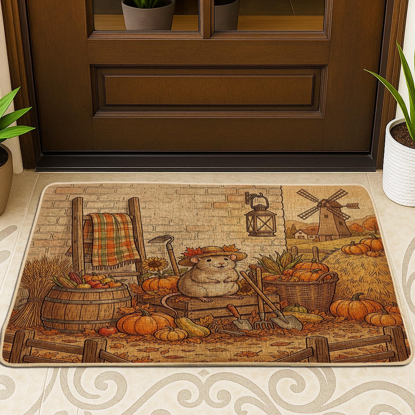 Tapete para puerta anticaídas y ultrafino para patios de campo