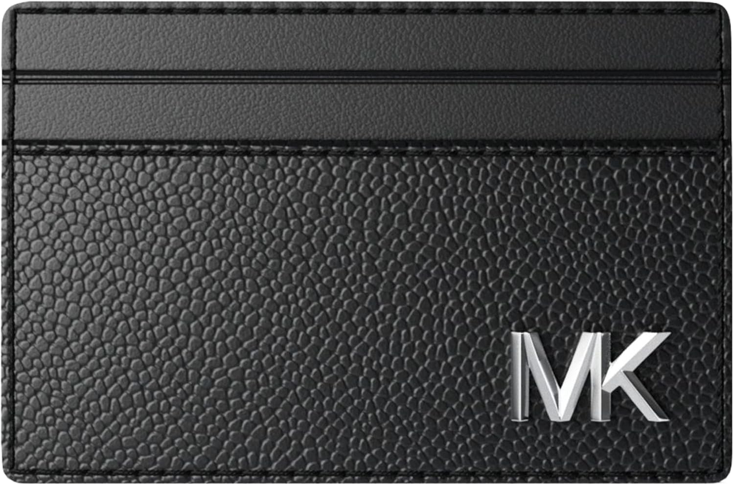Michael Kors Men's Card Case, Silver-Tone Hardware/Leather, Black
