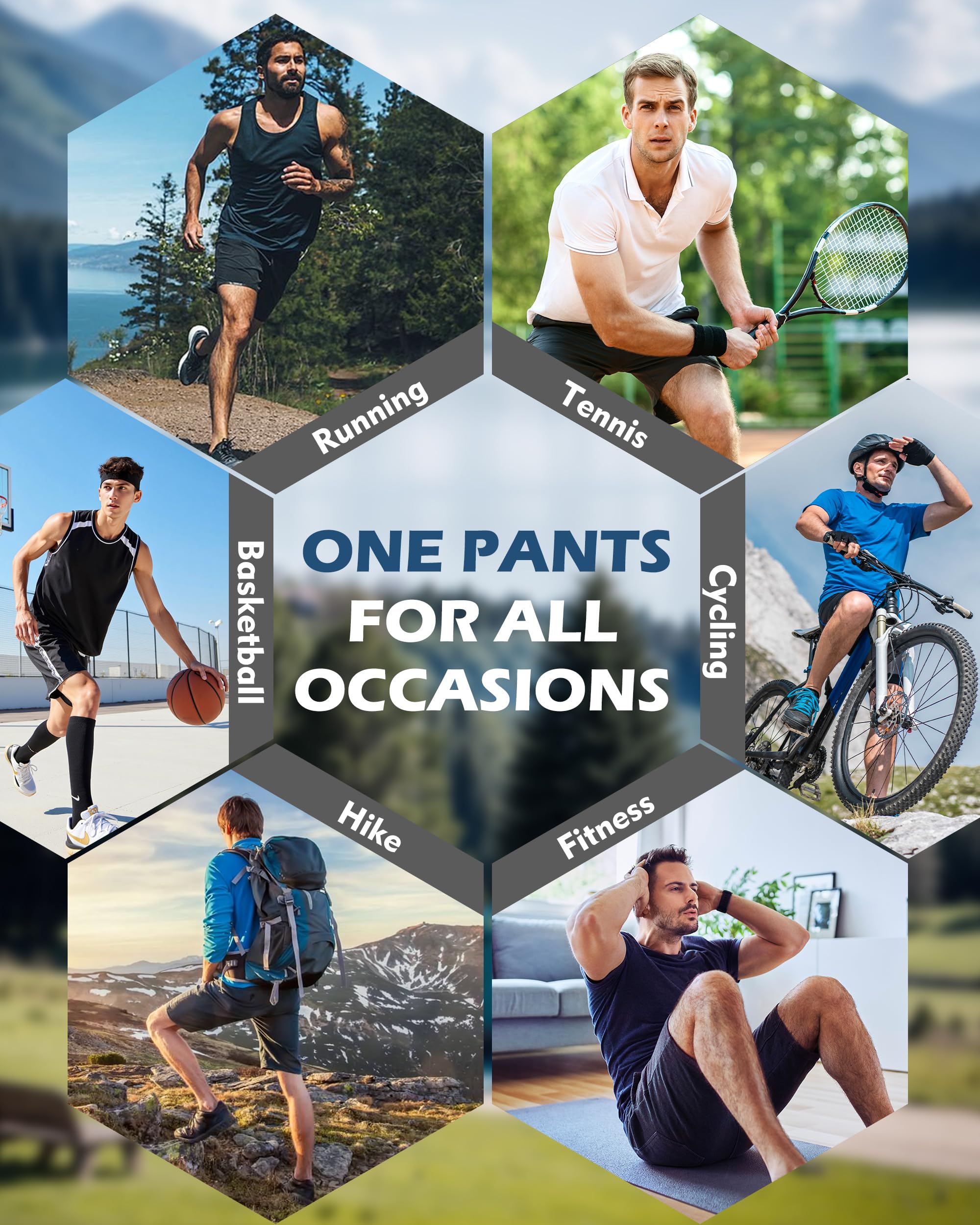 Zoofly 3er Pack Sporthose Kurze Herren Sommer Sport Shorts mit Reißverschlusstaschen Elastische Fussball Fitness Tennis Hose