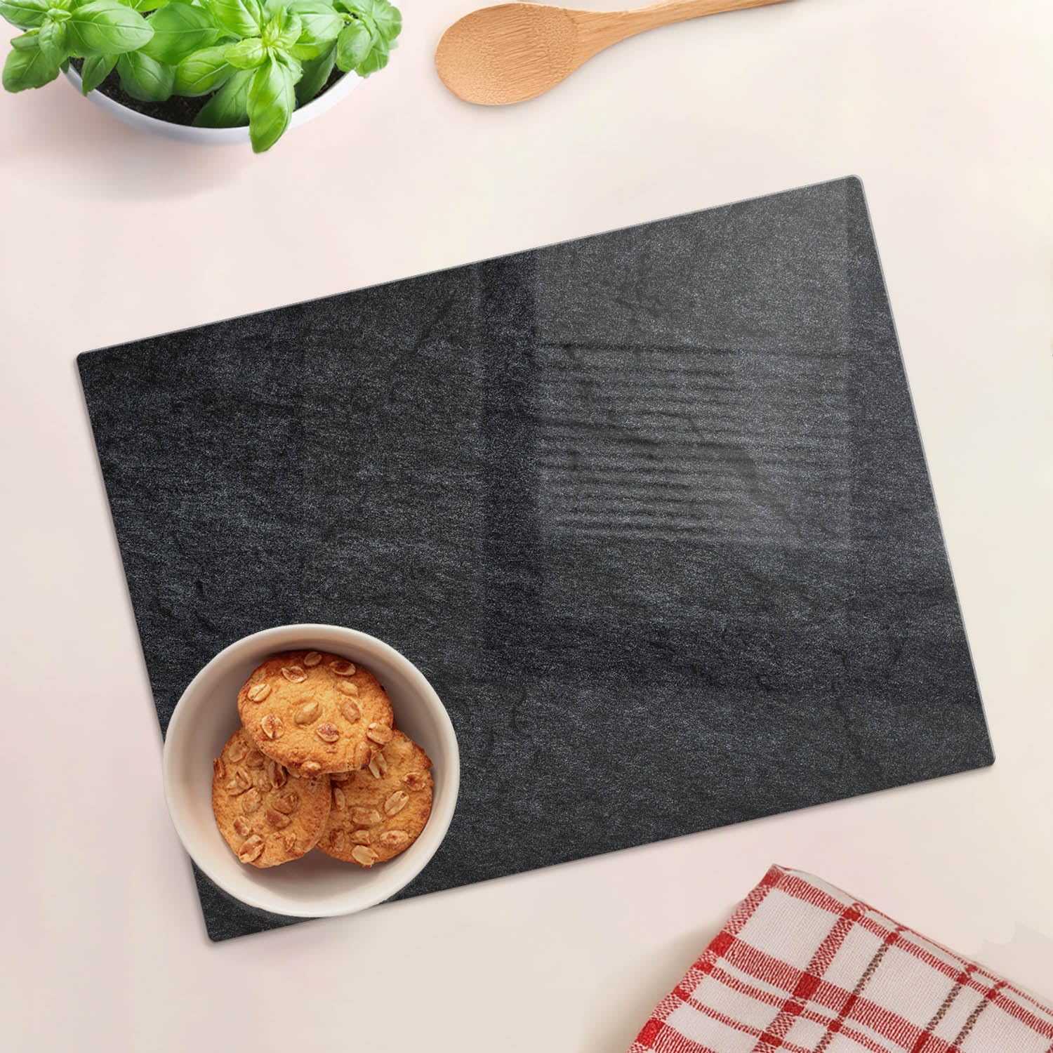 Multifunzione: Tagliere in vetro e coperchio 40x30 cm Grigio ardesia