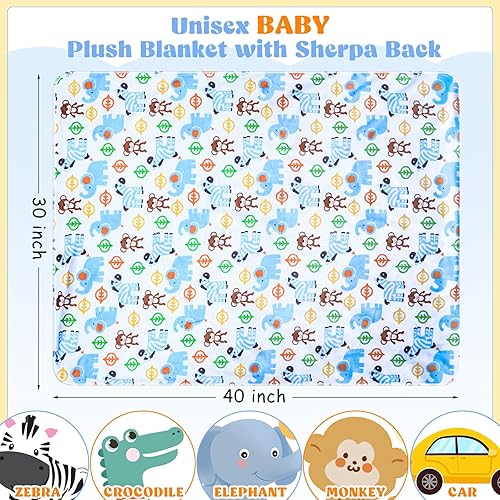 Miniatura 2 de Buryeah 3 mantas de bebé unisex de felpa con parte trasera de sherpa de 30 x 40 pulgadas, manta de visón y sherpa para cuna de bebé, manta suave de