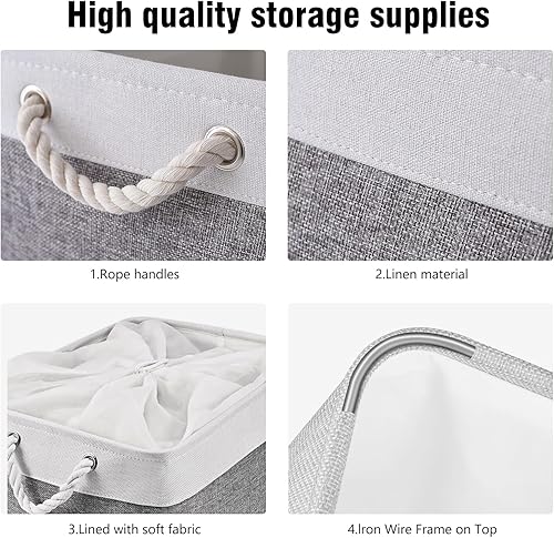 Miniatura 4 de VAN CADENE Cestas grandes de almacenamiento para organizar el paquete de 3  Contenedores de almacenamiento de ropa con cierre de cordón