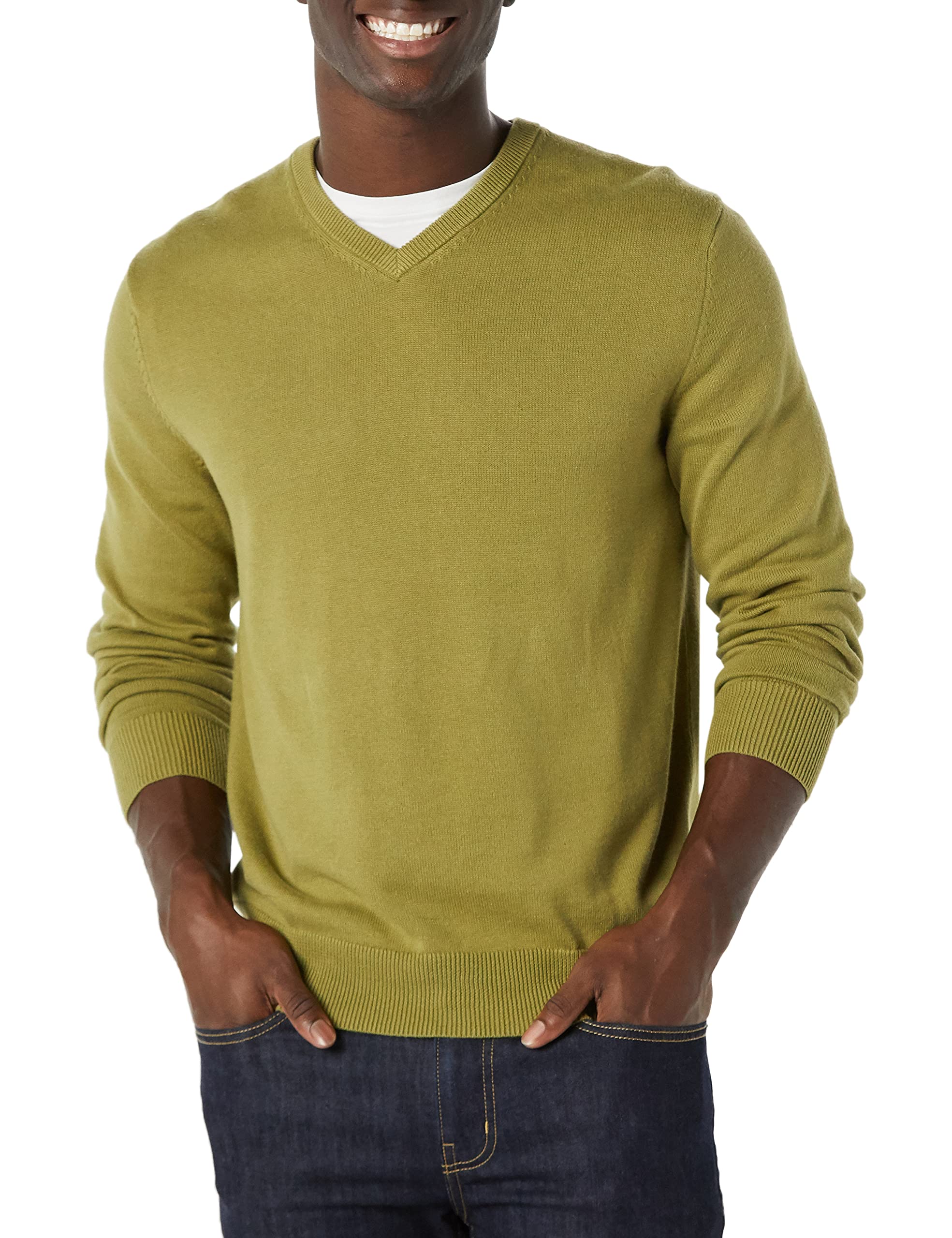 Amazon Essentials Men's V-Neck Sweater (Available in Big & Tall), Golden Olive, XX-Large