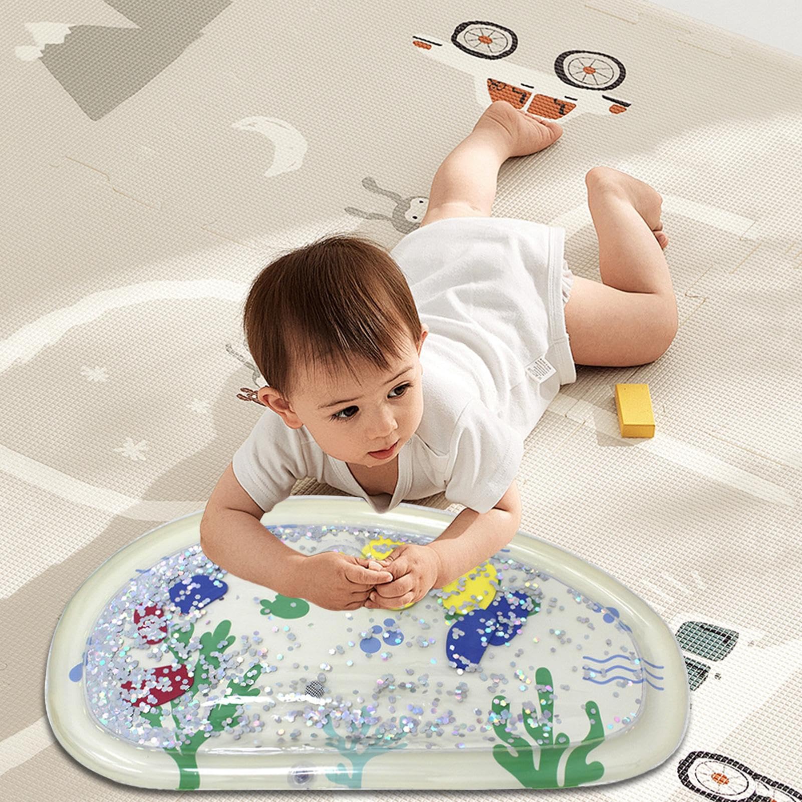 Alfombra De Agua Tummy Time - Juego Acuático Sensorial Para | Fantástica Alfombrilla De Aprendizaje Y Juego, Desarrollo Sensorial Para El Hogar, Cuna, Ducha, Bañera, Playera — view 4