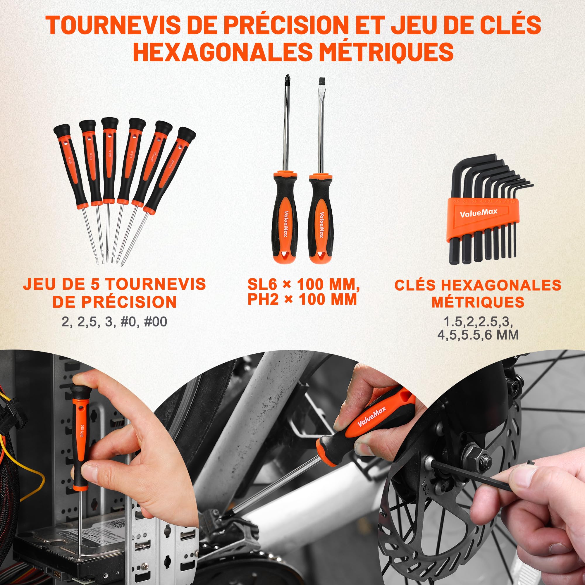 ValueMax Kit d'Outils 219 Pièces avec Sac Durable | Caisse à Outils Complete pour Bricolage, Réparation et Entretien Domestique