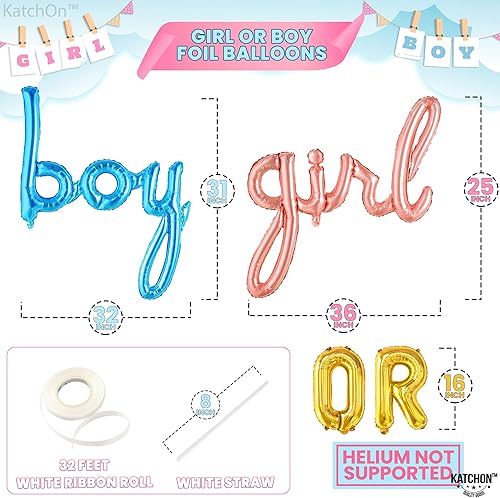 Miniatura 2 de KatchOn, Globo de escritura para niños o niñas, 36 pulgadas, globos de aluminio para revelación de género para decoraciones de revelación de género,