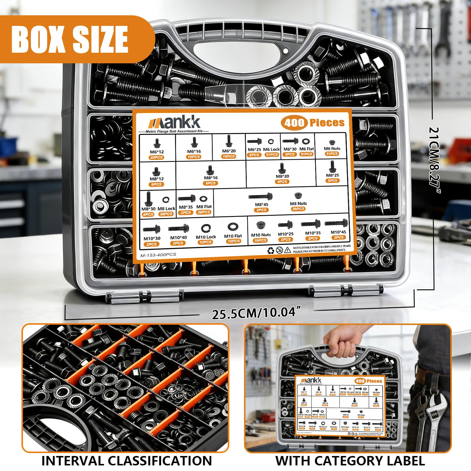 Metric Bolt & Nut Kit - 400 Piece Assortment -9