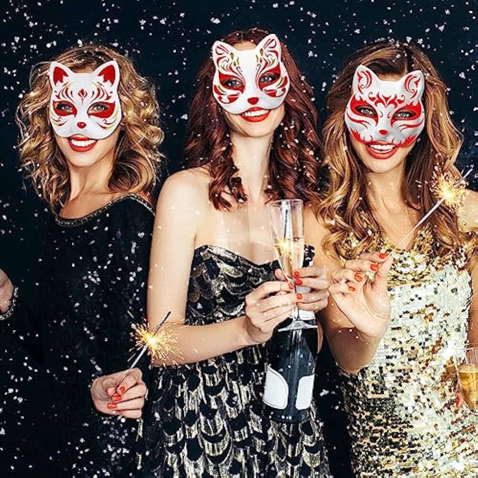 ichuanyi Cat Mask | Therian Mask | Diy Paintable Blank Masks | Animal Half Facemasks Masquerade Cosplay Party