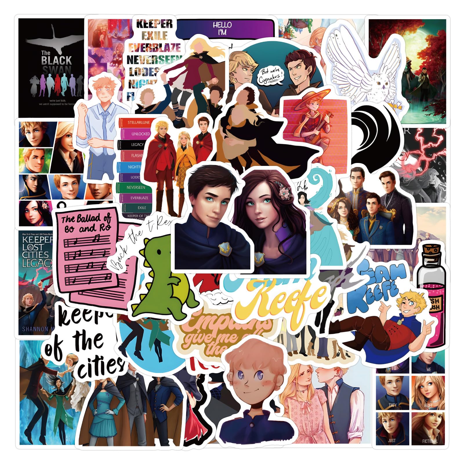 LTZSTONE55Pcs Keeper of The Lost Cities Decals,Waterproof for Laptop Water Bottle Car Cup Computer Guitar Skateboard Luggage Bike Bumper, Kid/Teen Gift (Keeper)