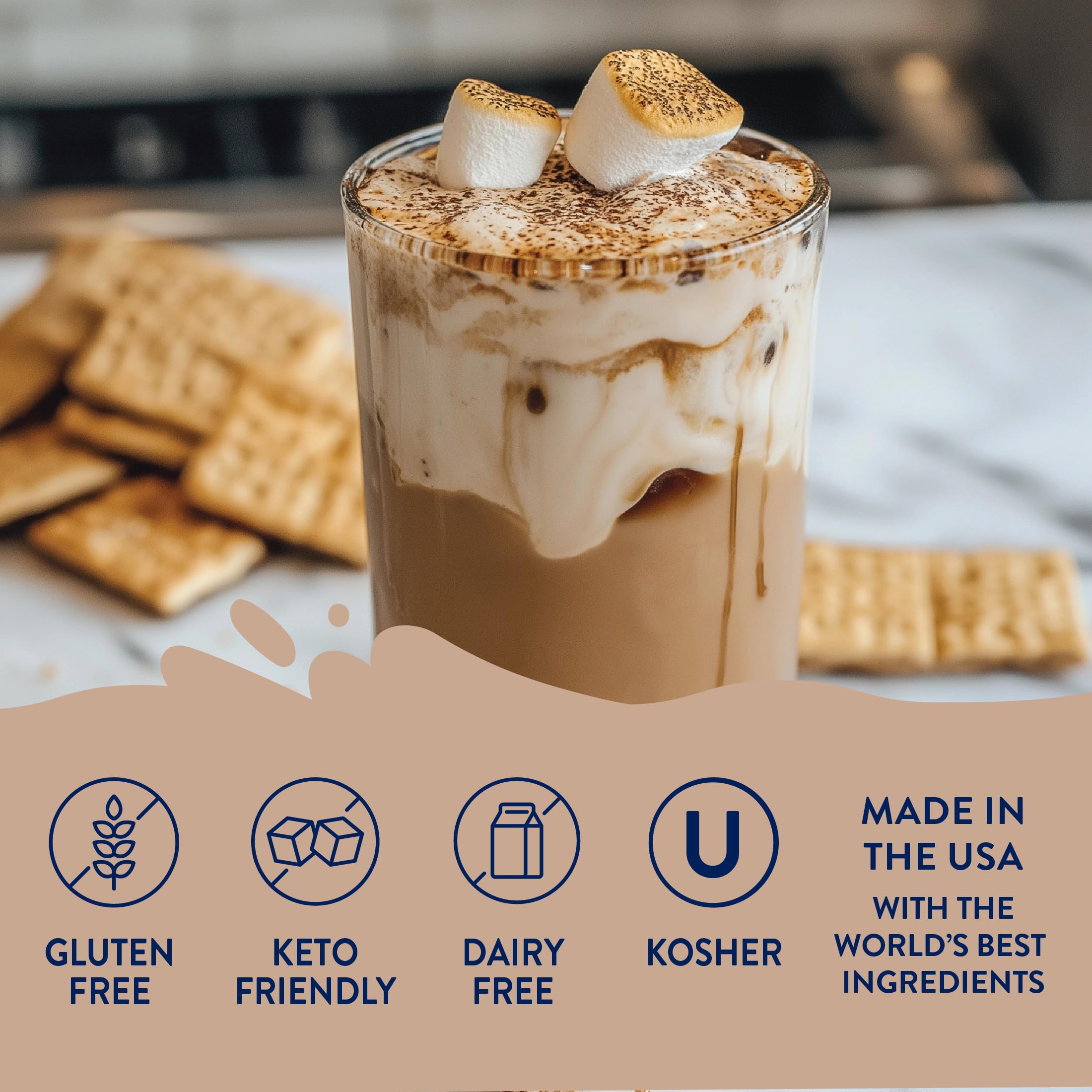 Jordan's Skinny Mixes Sugar Free Coffee Syrup, S'mores Coffee Flavoring Syrup, Zero Calorie Drink Mix for Lattes, Baking or Protein Shake, Dairy & Gluten Free, Kosher, 25.4 Fl Oz