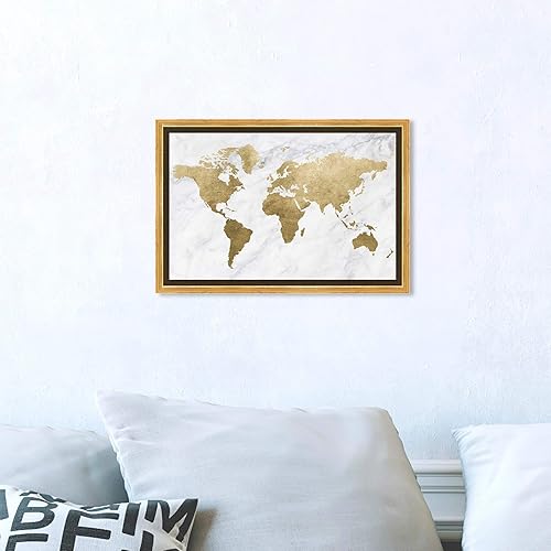 Miniatura 3 de The Oliver Gal Artist Co. Mapamundi - Lienzo enmarcado para pared, diseño de mapamundi