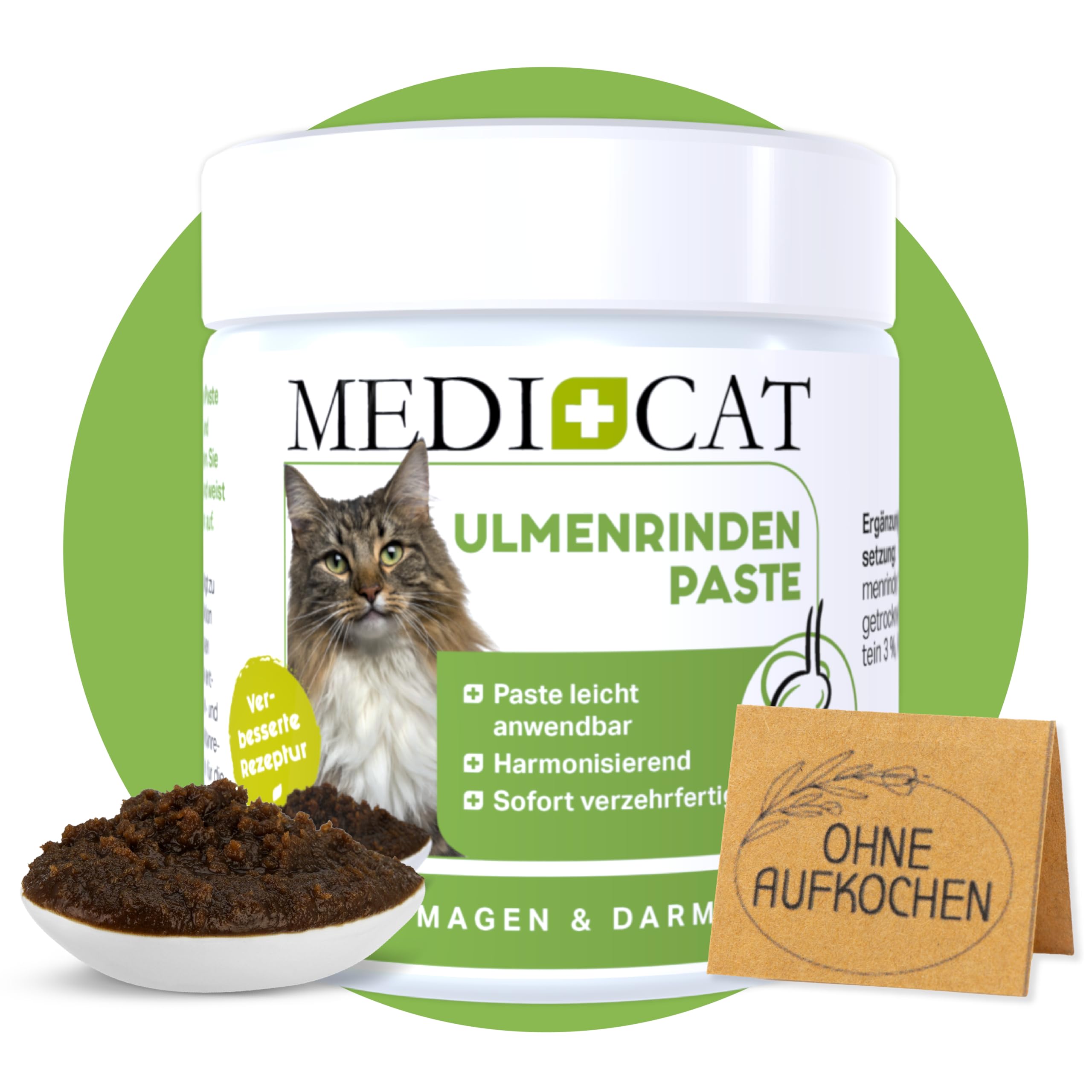 Pâte d'écorce d'orme premium – 200 g – pour chats – pour brûlures d'estomac, diarrhée et vomissements pour assainir l'intestin – Prêt à consommer