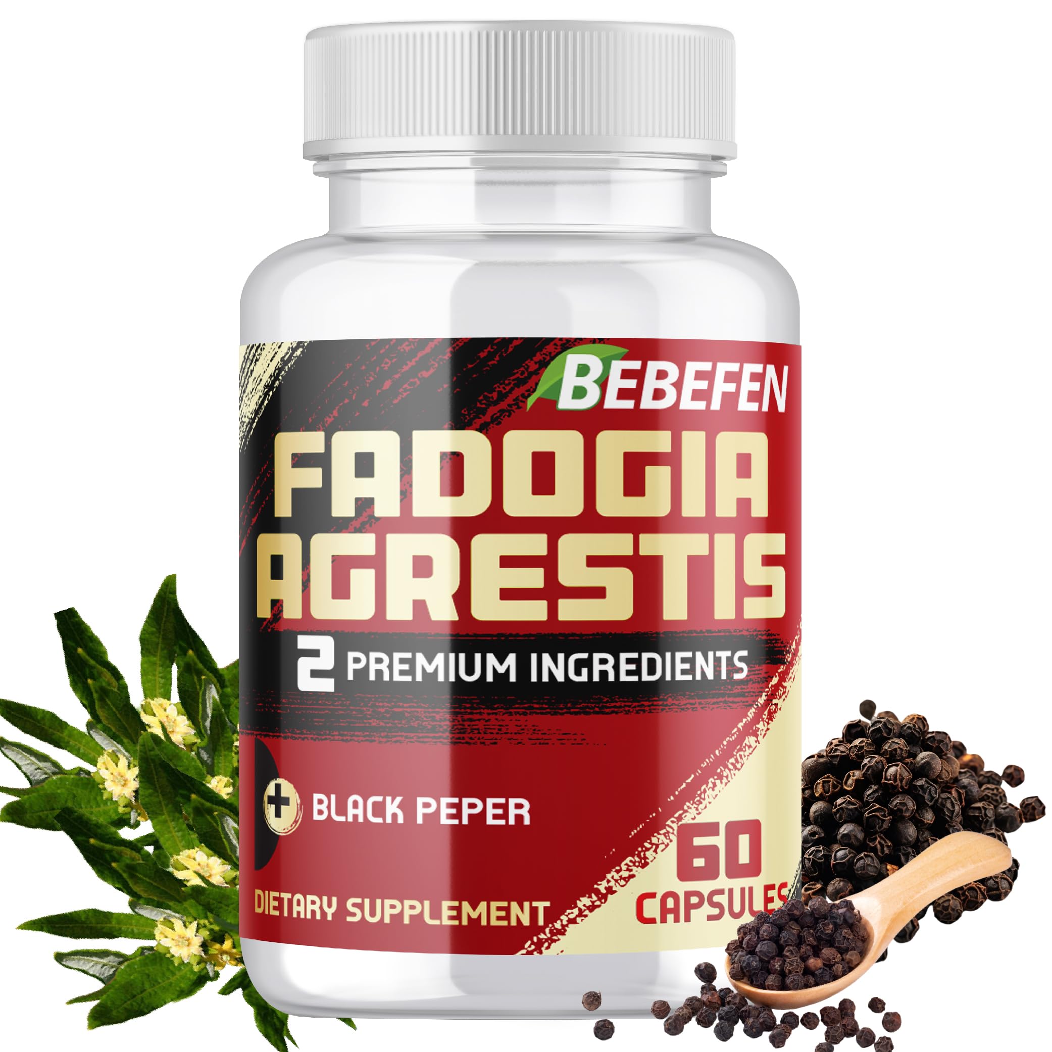 BEBEFEN Fadogia Agrestis - Strength, Drive, Athletic Performance & Muscle Mass - Gluten Free, Non-GMO, Vegan Capsules