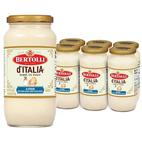 Bertolli d'Italia Classic Alfredo sauce, Made in Italy, 16.9 oz (Pack of 6) | Classic parmesan alfredo sauce made in Italy with aged Italian cheeses, fresh cream, and butter for a silky pasta sauce.