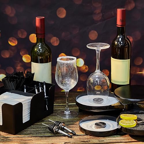 Miniatura 5 de Mifoci Herramienta de barman con barra de vidrio de 3 niveles con 12 vertedores de botellas clásicos de acero inoxidable, carrito de bar con 6