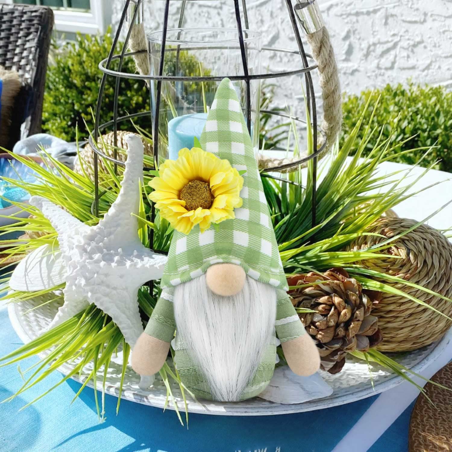 Gehydy Lot de 2 Deco Printemps Lavande GNOME Peluche Elfe Décoration Paques pour Maison Cuisine 18cm