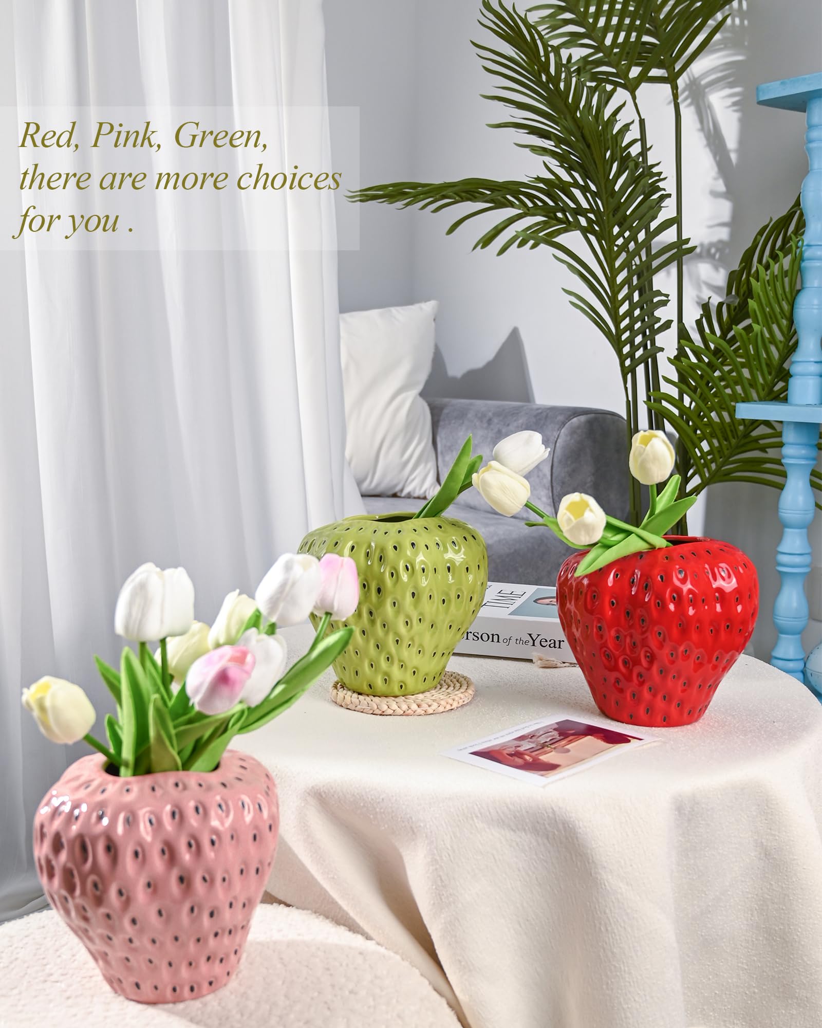 BURLOE Aardbei Decoratieve Keramische Vaas, Moderne Aardbeienvazen Voor Bloemen Vintage Strawberervase Woonkamer Kengingstuin Kantoor Vaas Deko Rood Decor,Roze,M BURLOE Aardbei Decoratieve Keramische Vaas, Moderne Aardbeienvazen Voor Bloemen Vintage Strawberervase Woonkamer Kengingstuin Kantoor Vaas Deko Rood Decor,Roze,M