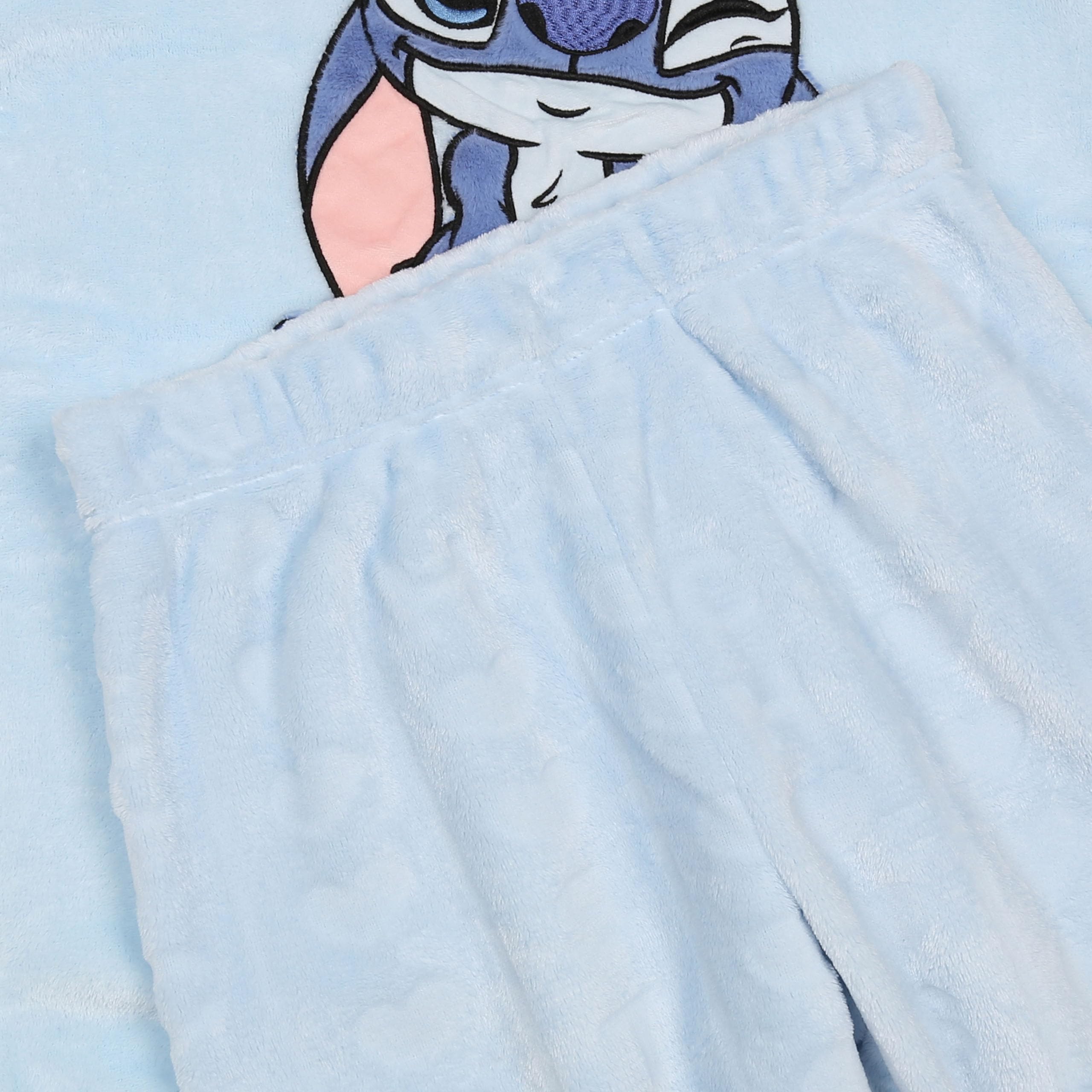 Pijama Mujer Stitch Disney – Conjunto de Noche con pantalón Largo, cálido y cómodo para otoño/Invierno (FR/ES, Letras, L, Regular, Regular, Stitch 2)