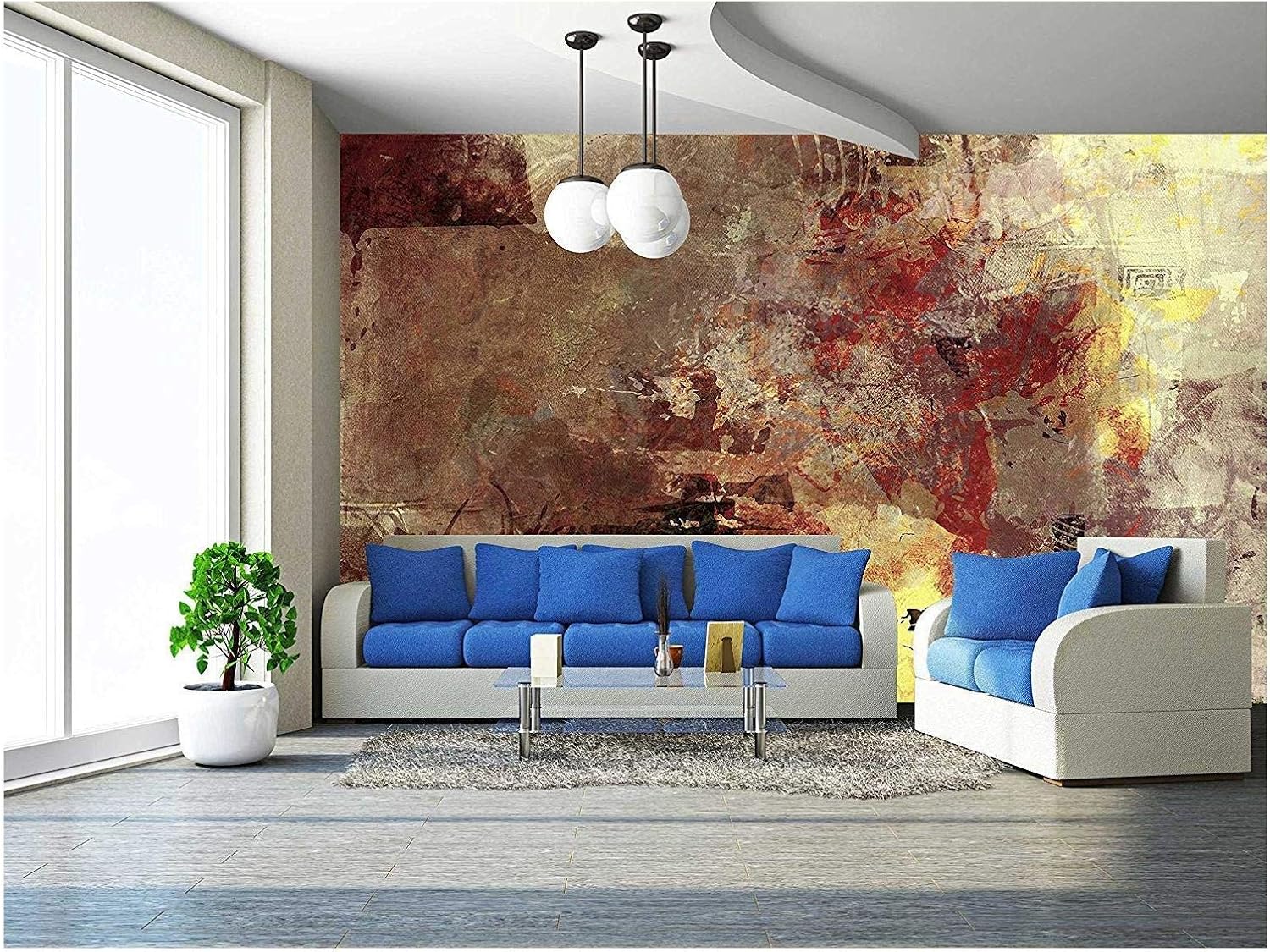 wall26 - Painted Background with Different Textures Added - Removable Wall Mural | Self-Adhesive Large Wallpaper - 66x96 inches
