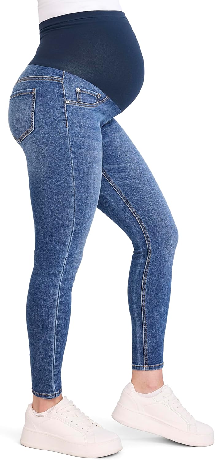 Motherhood Maternity Womens Indigo Blue Secret Fit Belly Skinny Denim Jean Petite and Tall Length - Image 2