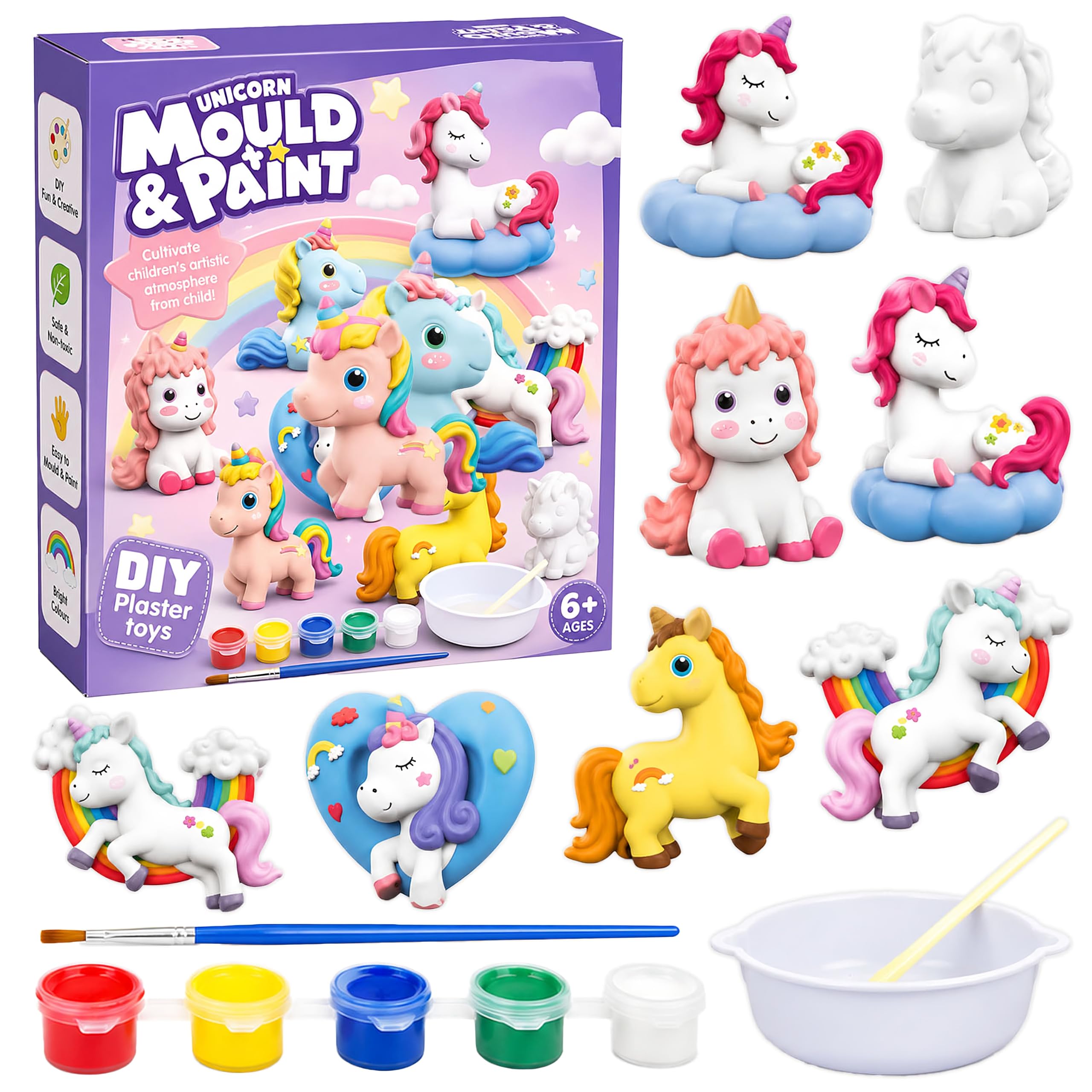 FunBlast DIY Mould and Paint Craft kit, Paint Your Own Unicorn Painting Kit Plaster Figurine Set with Pigments, Palette & Mold Art & Craft Set - Educational Toys for 3-12 Year Old Boy & Girl-image-6