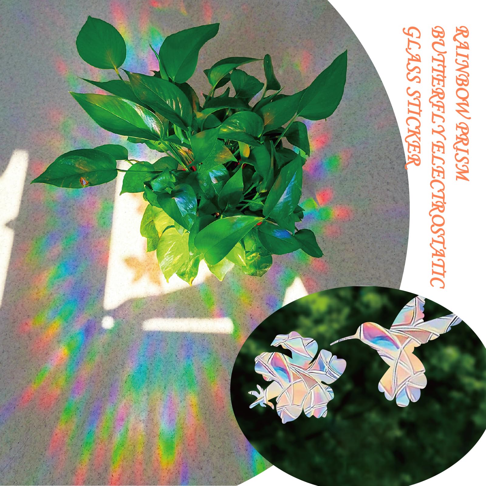 Autocollants Prismatiques Anti-Collision Fenêtre - 26 Stickers Arc-en-Ciel Sans Colle (PVC)