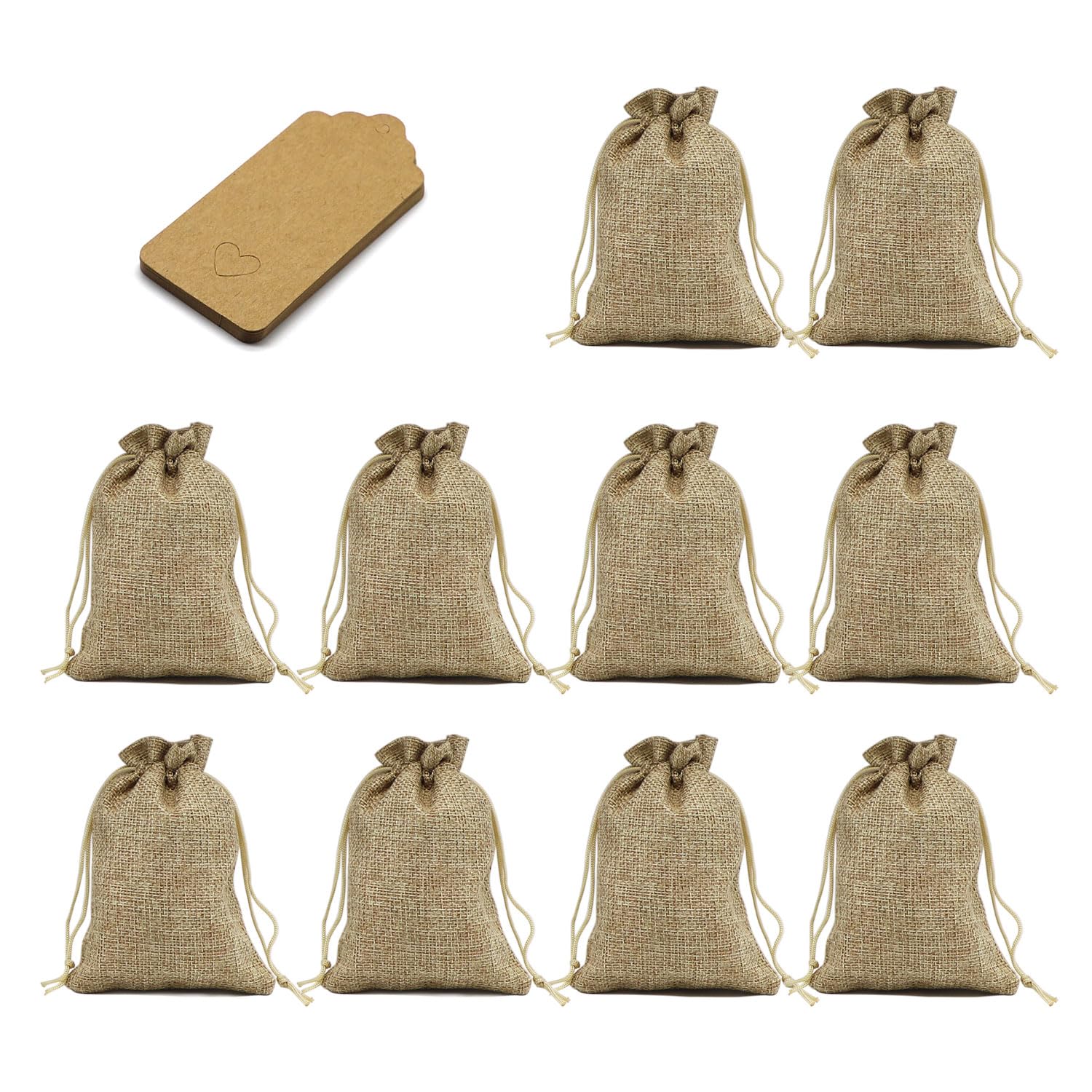 Dohia Burlap Gift Bags with Drawstring and Gift Tags 3.9 "x 5.5" Reusable Gift Bags Wedding Hessian Linen Sacks Bag Jewelry Pouches Burlap Bags for Wedding Party Jewelry Christmas Coffee DIY D2-MMSKD