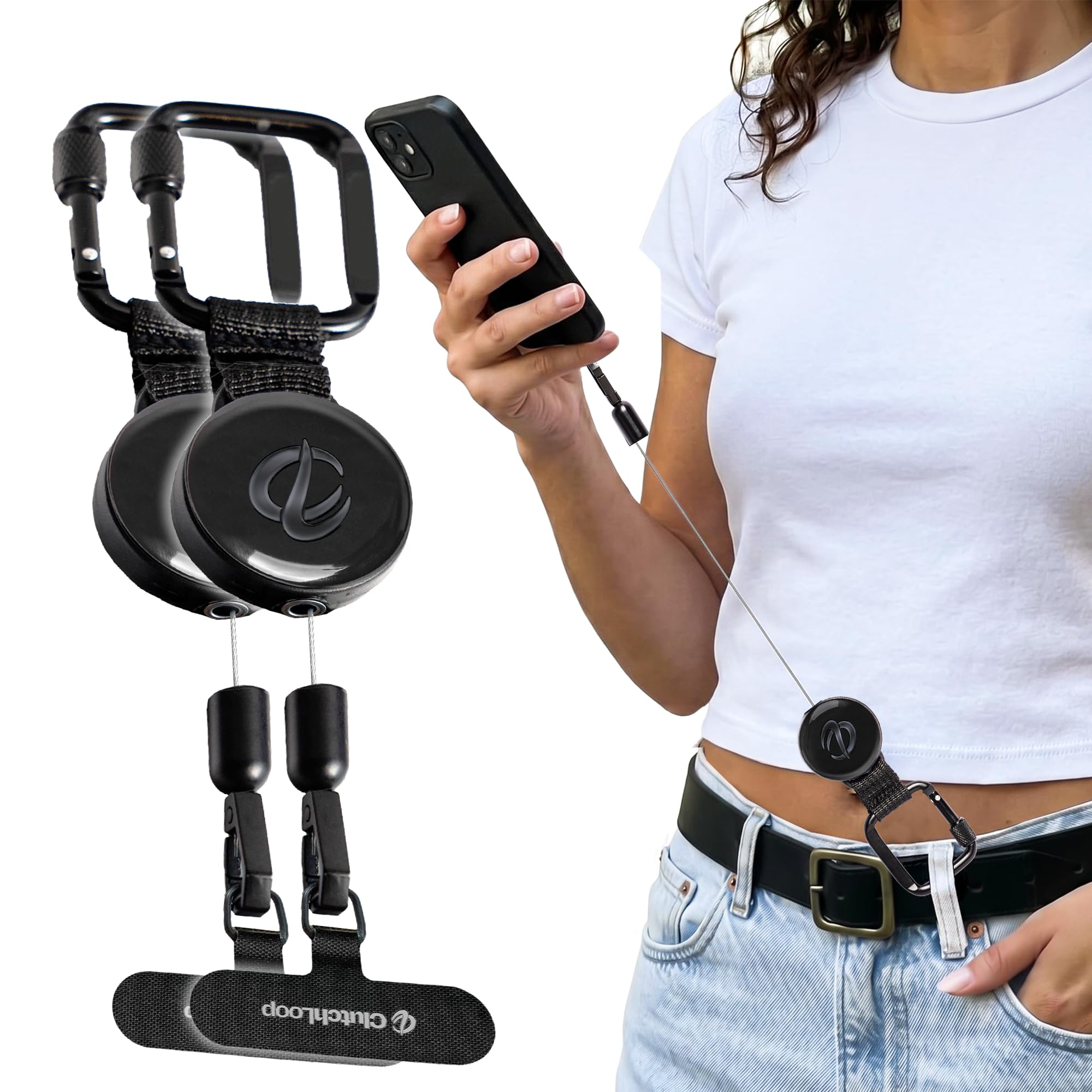 ClutchLoop Retractable Anti-Theft Phone Tether Lanyard Locking Carabiner