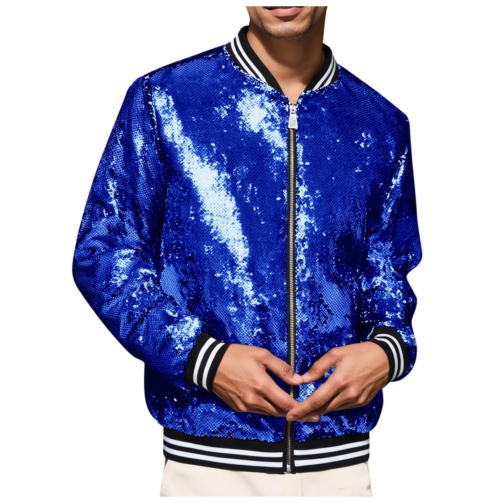 Giacca da uomo a mezza stagione a collo alto giacca da uomo primavera estate paillettes cappotto da lavoro casual bombers escursionismo antivento aeratore giacche sahariane giacca da baseball cappotti