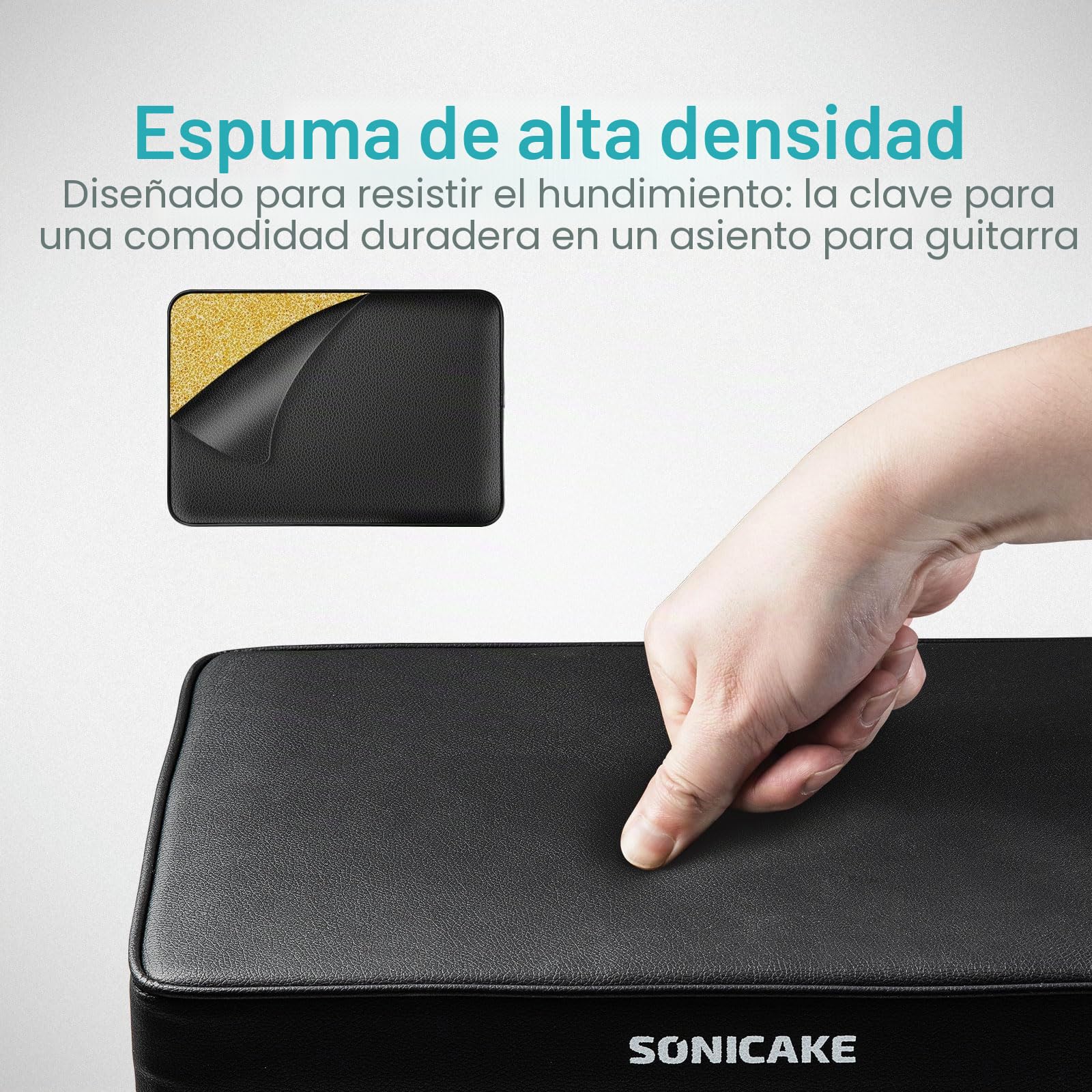 SONICAKE Banco de Piano Ajustable, Taburete para Teclado con Cojín Grueso de 6 cm, Plegable y Portátil para Piano, Órgano, Sintetizador Negro