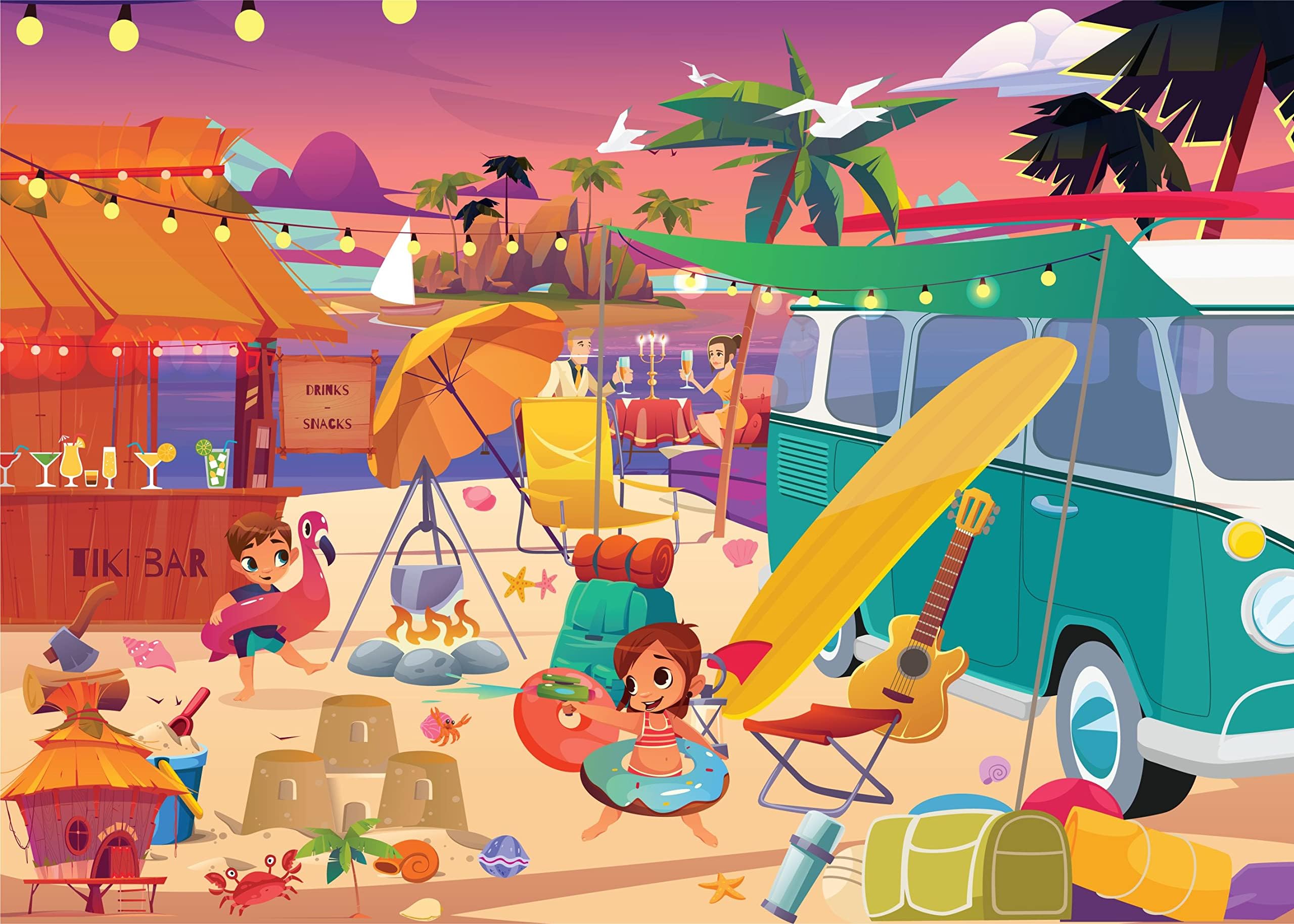 BRAIN TREE|Beach Sunset 1000 Piece Puzzles for for Adults&Kids 12+Unique Puzzles for Adults&Kids 1000 Pieces with 4 Puzzle Sorting Trays&Droplet Technology for Anti Glare & Soft Touch|27.5Lx19.5 W