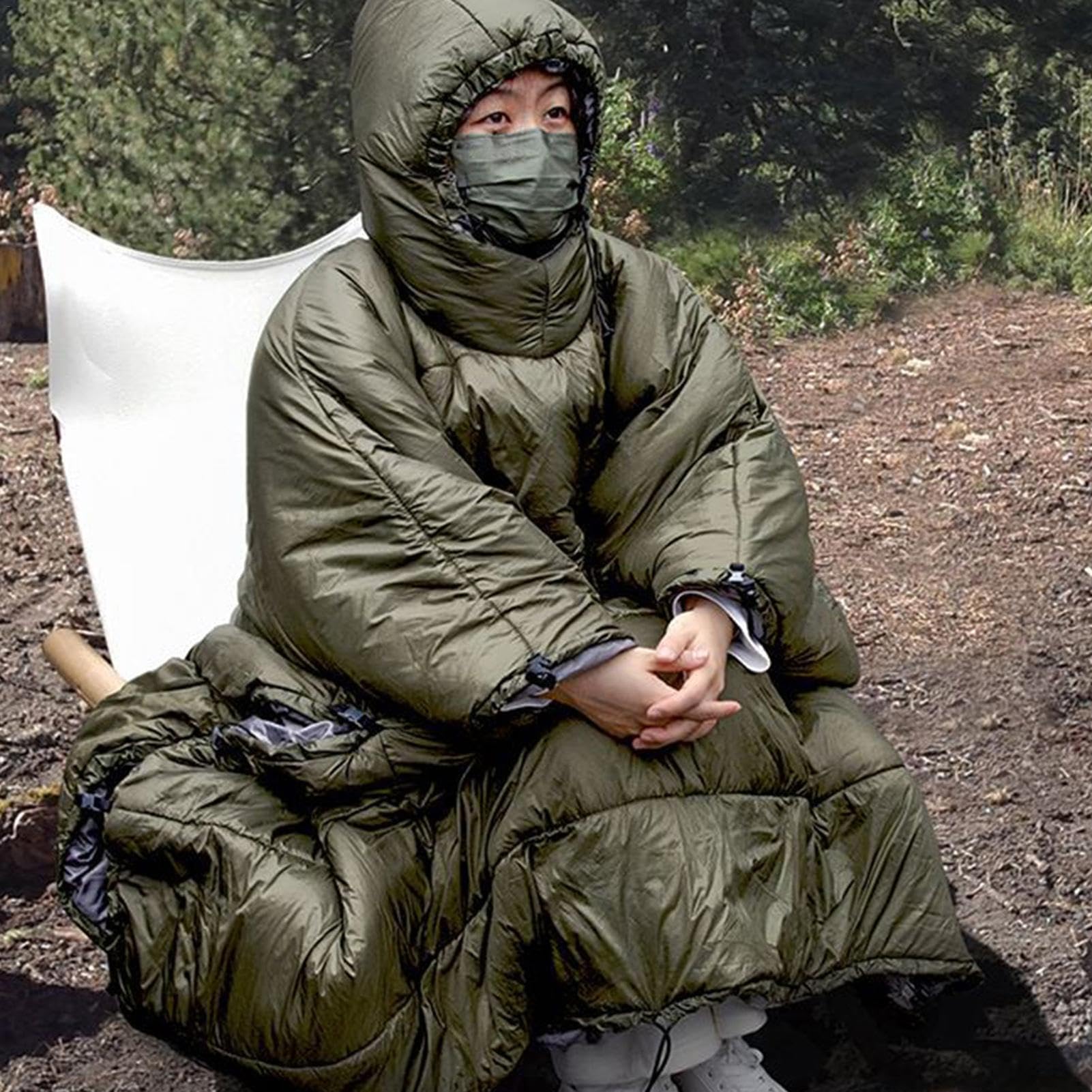 Piumino da campeggio portatile – Poncho con cappuccio, sacco a pelo | all'aperto | Copriamaca portatile sotto piumino invernale con isolamento caldo, sacco a pelo convertibile isolato, Poncho per