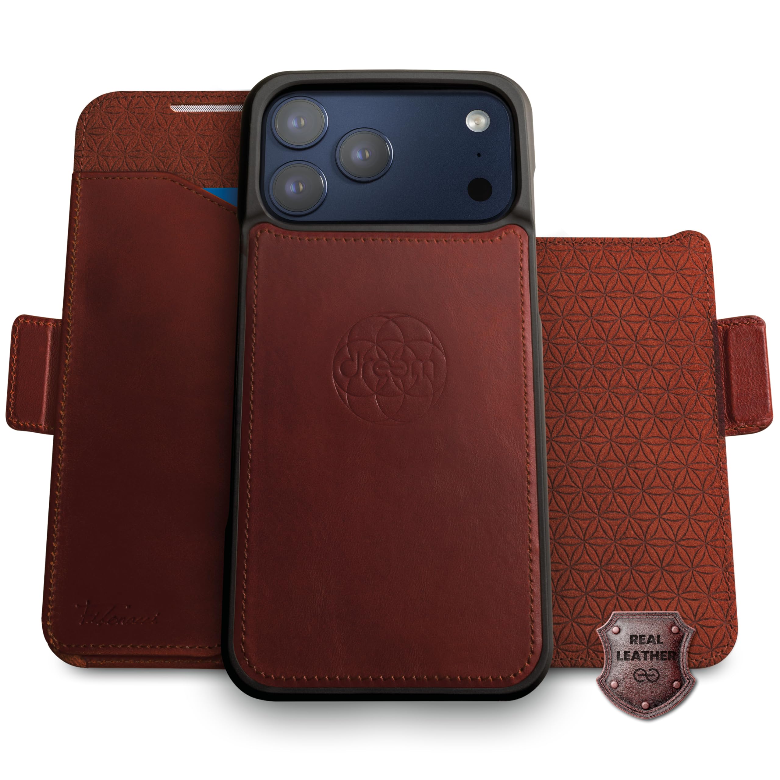 Funda cartera iPhone 17 Pro dreem antirrobo RFID con soporte 7