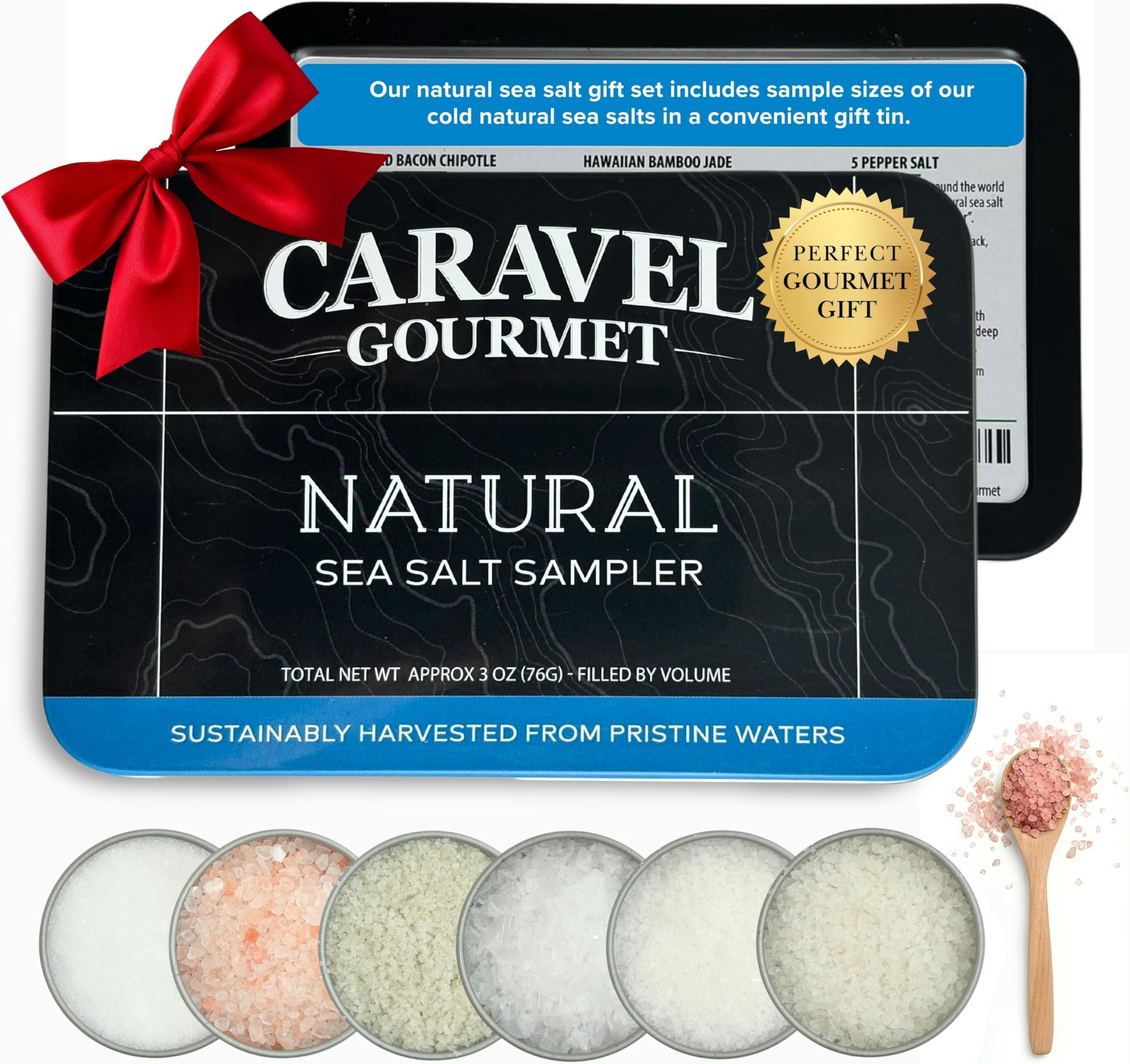 - Natural Sea Salt Sampler Set, Pure Finishing with a Rich Taste, Gourmet Cooking Gift and Variety Pack from Around The World, 0.5 oz x Bundle of 6 Imported Salts - Caravel Gourmet