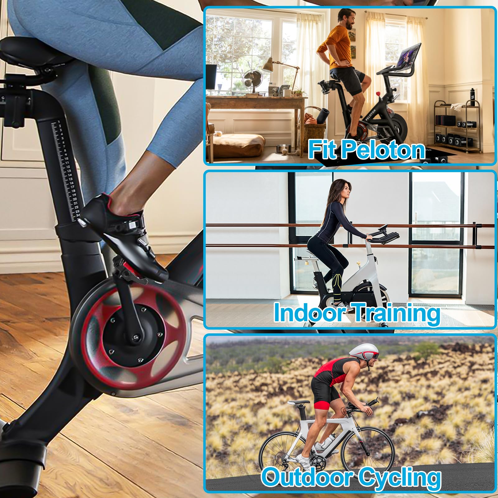 Bucklos Look Delta, SPD Spin Bike Fahrrad-Pedale – kompatibel mit Peloton & Shimano SPD Fit Rennrad/Indoor Outdoor Radfahren (9/16 Zoll Clips Pedalersatz)