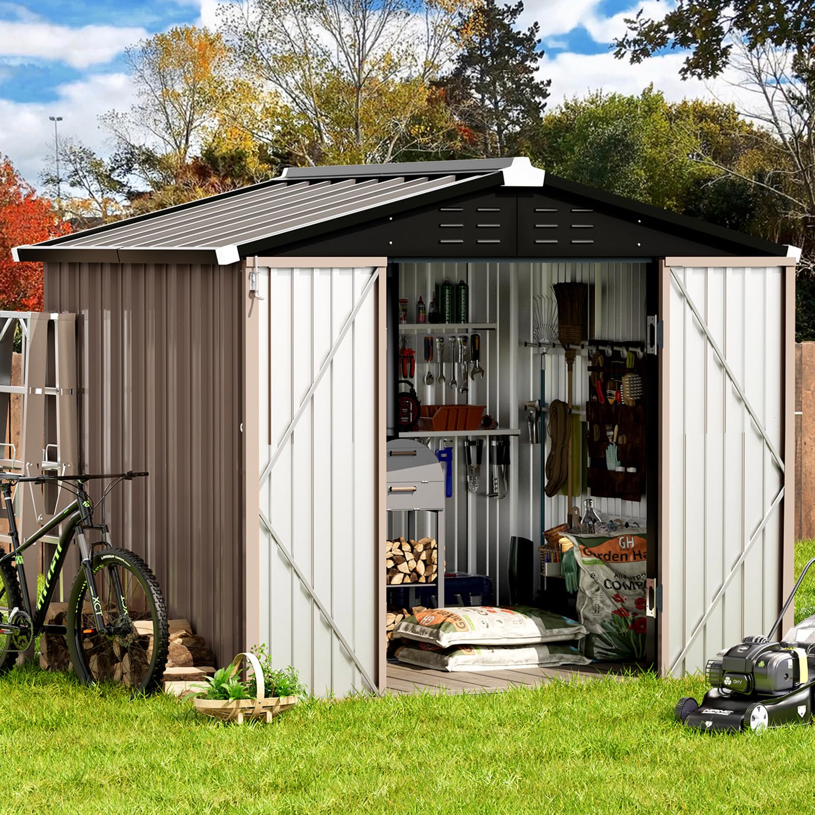 Amazon.com : VONZOY Outdoor Storage Shed 8 x 6 FT Lockable Metal