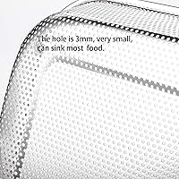 Vista 6 de Cedilis Paquete de 2 coladores grandes de acero inoxidable, cesta de lavado de verduras de malla de 6 cuartos de galón, cesta escurridor rectangular