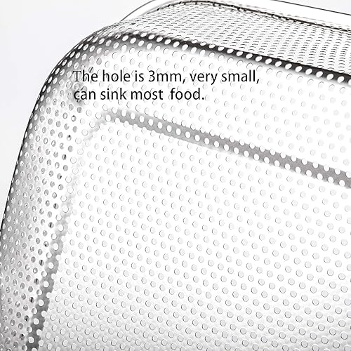 Miniatura 6 de Cedilis Paquete de 2 coladores grandes de acero inoxidable, cesta de lavado de verduras de malla de 6 cuartos de galón, cesta escurridor rectangular